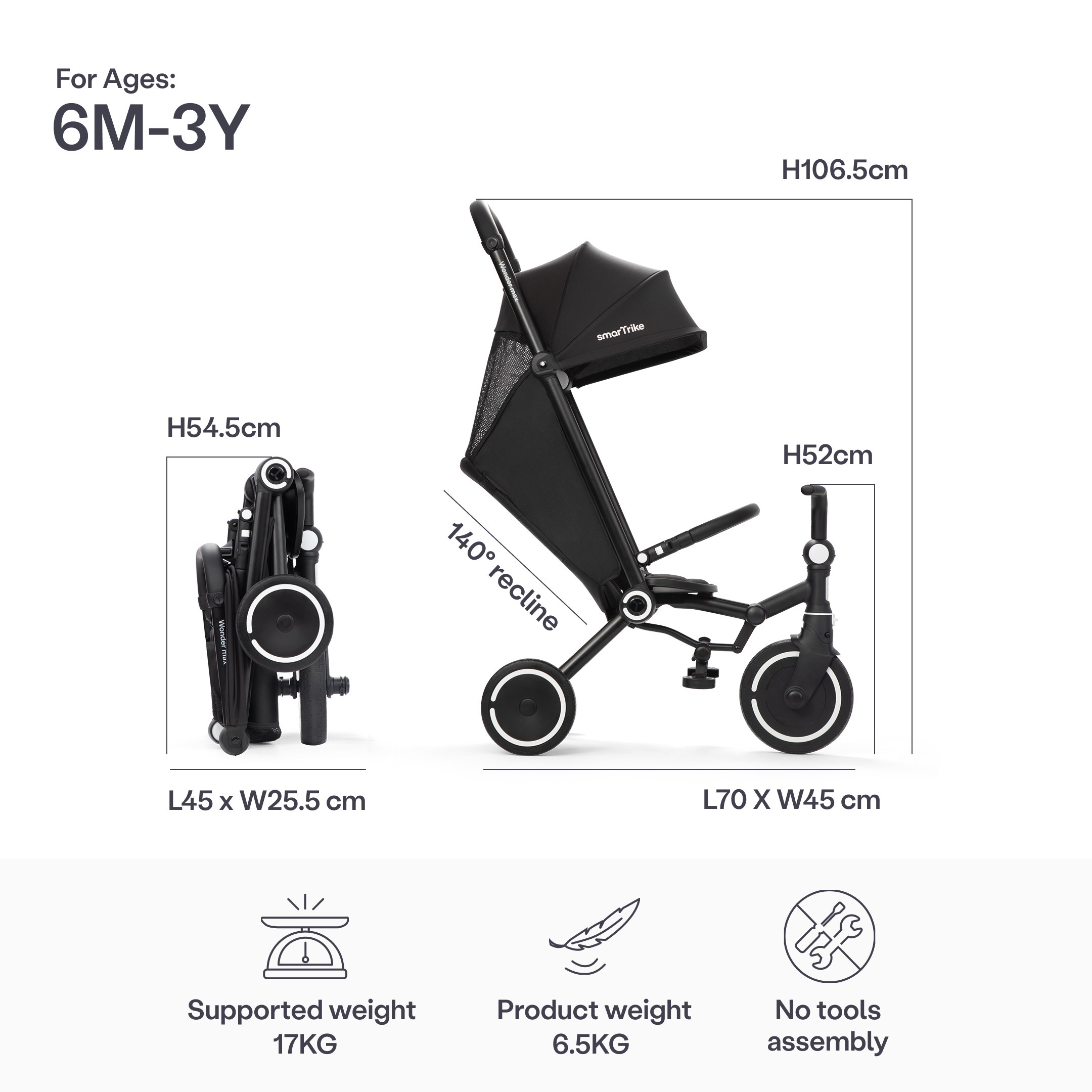 SmarTrike Wonder Max Trike - Jet Black