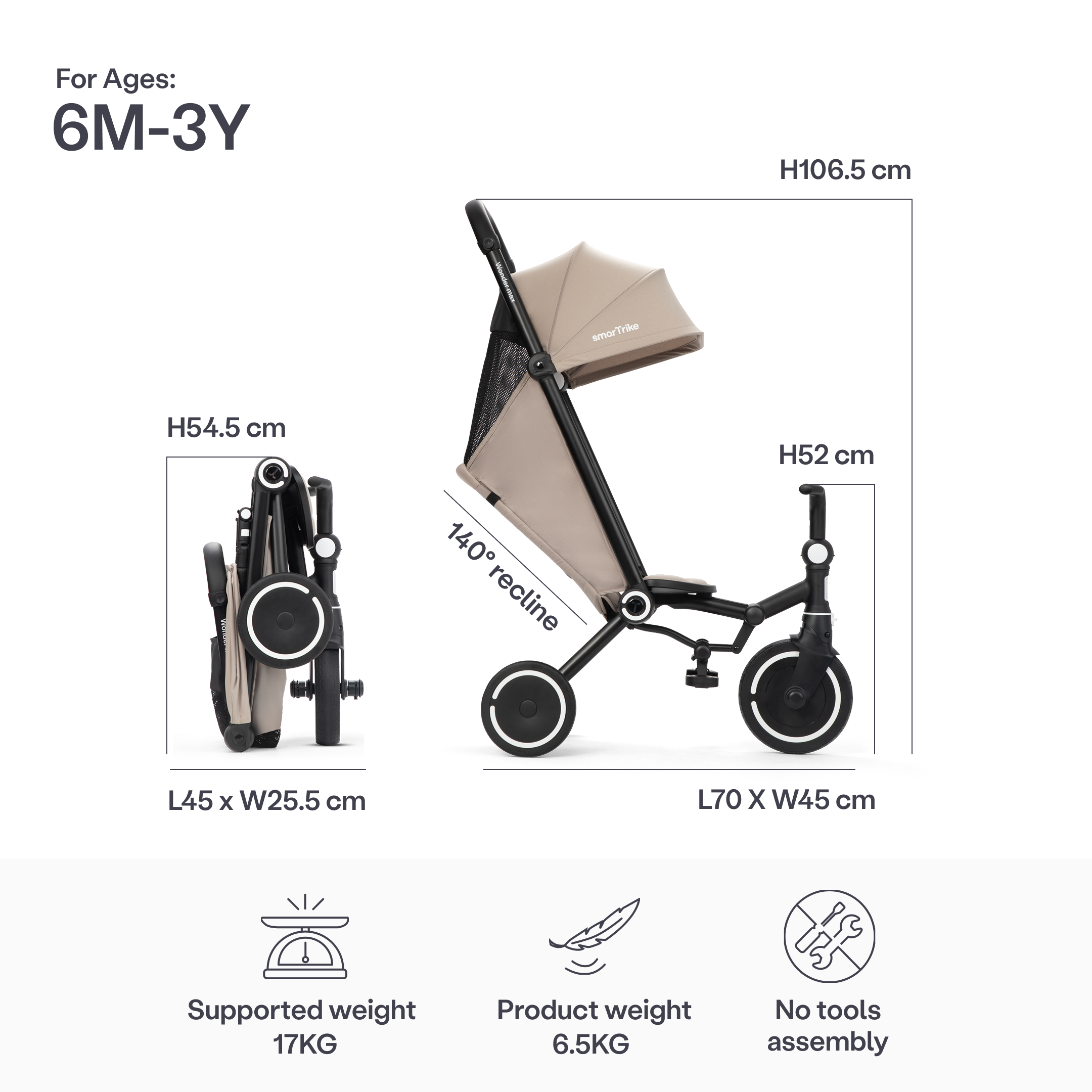 SmarTrike Wonder Max Trike - Stone Beige