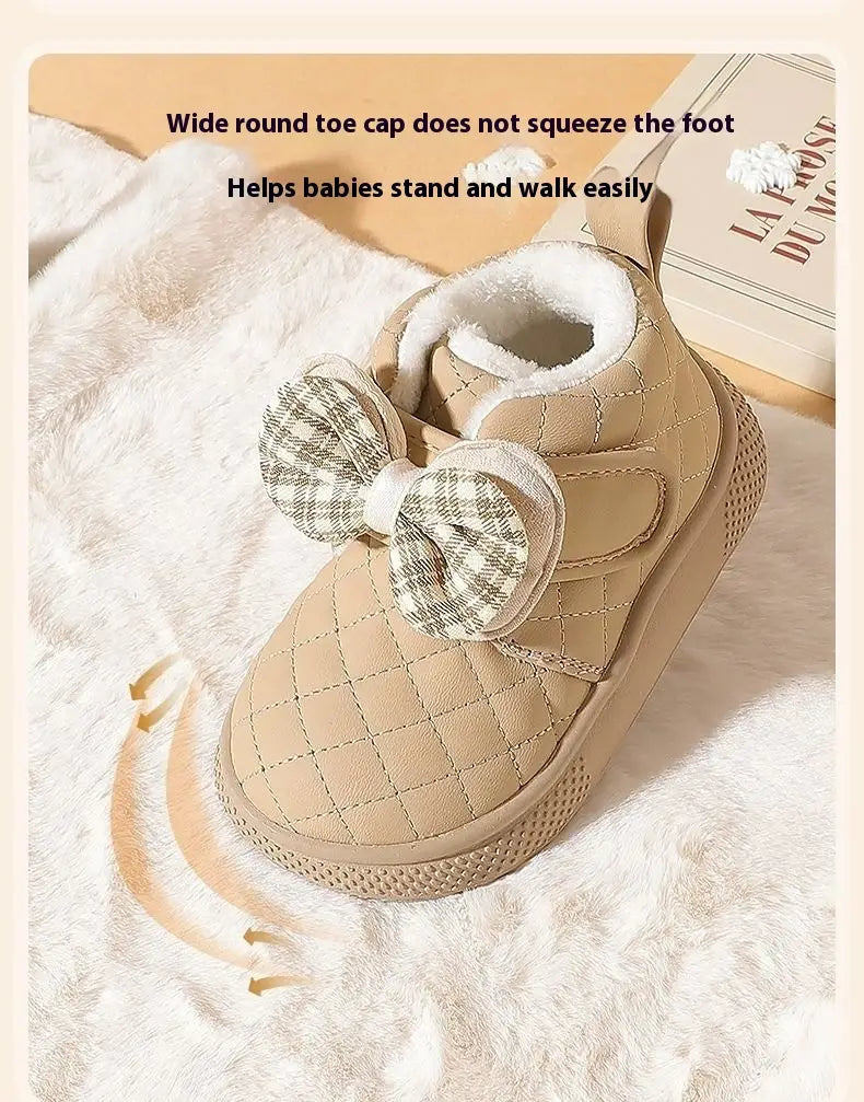 Baby Girl Snow Boots Velvet Thermal Booties Girls’ Cotton Shoes