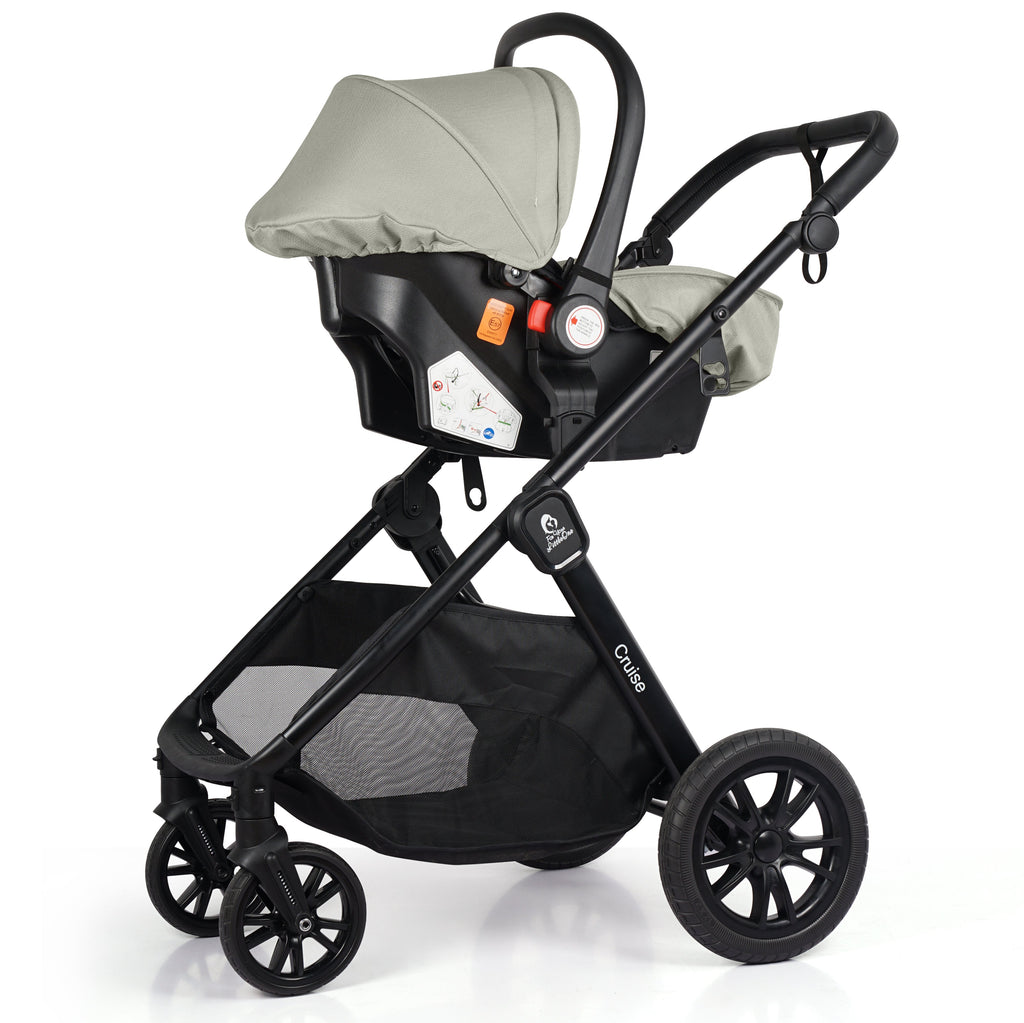 For Your Little One Cruise 3 In 1 Travel System With Car Seat - Pebble Sage (Free Cupholder And Seat Liner Included!)