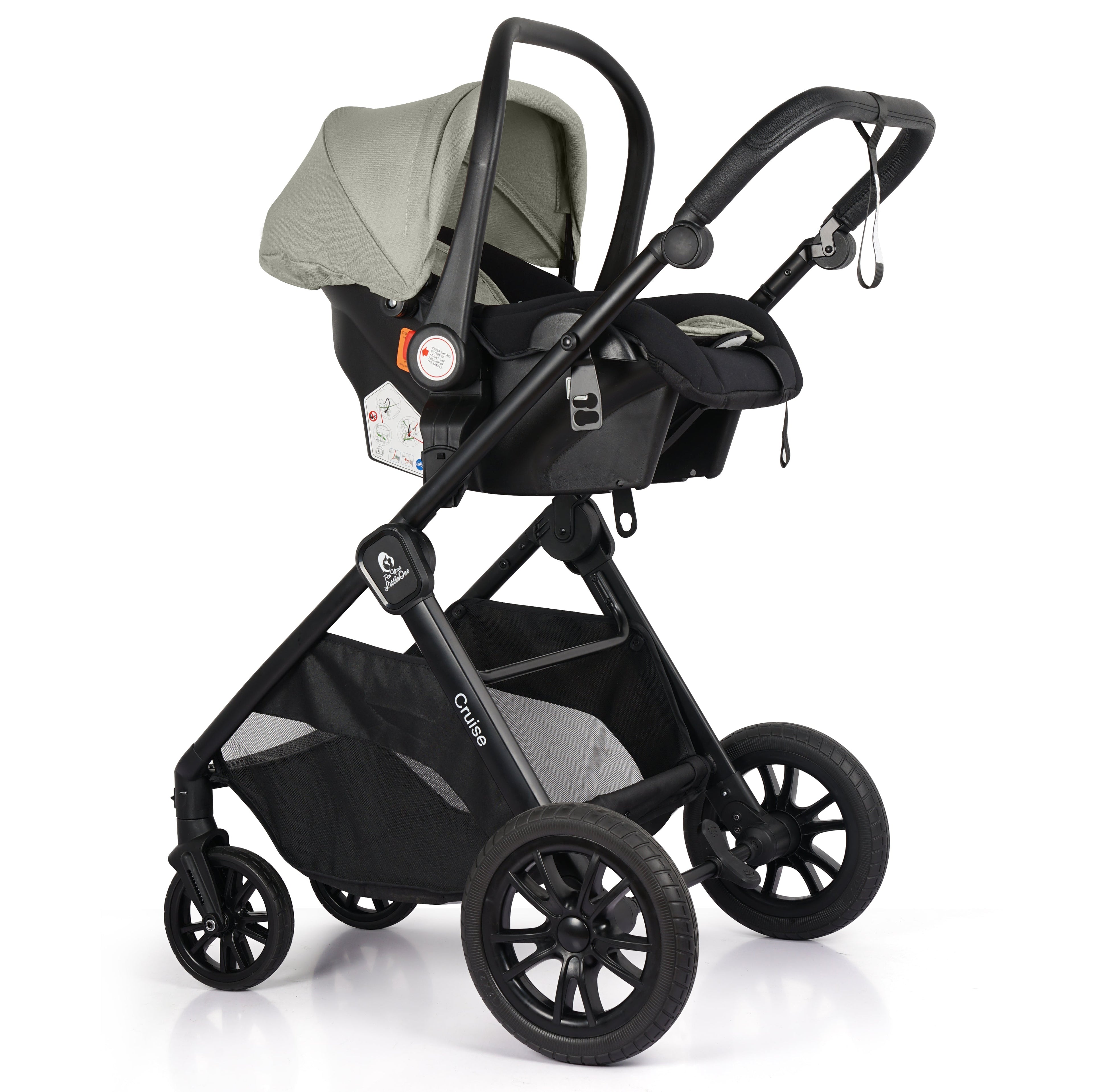 For Your Little One Cruise 3 In 1 Travel System With Car Seat - Pebble Sage (Free Cupholder And Seat Liner Included!)