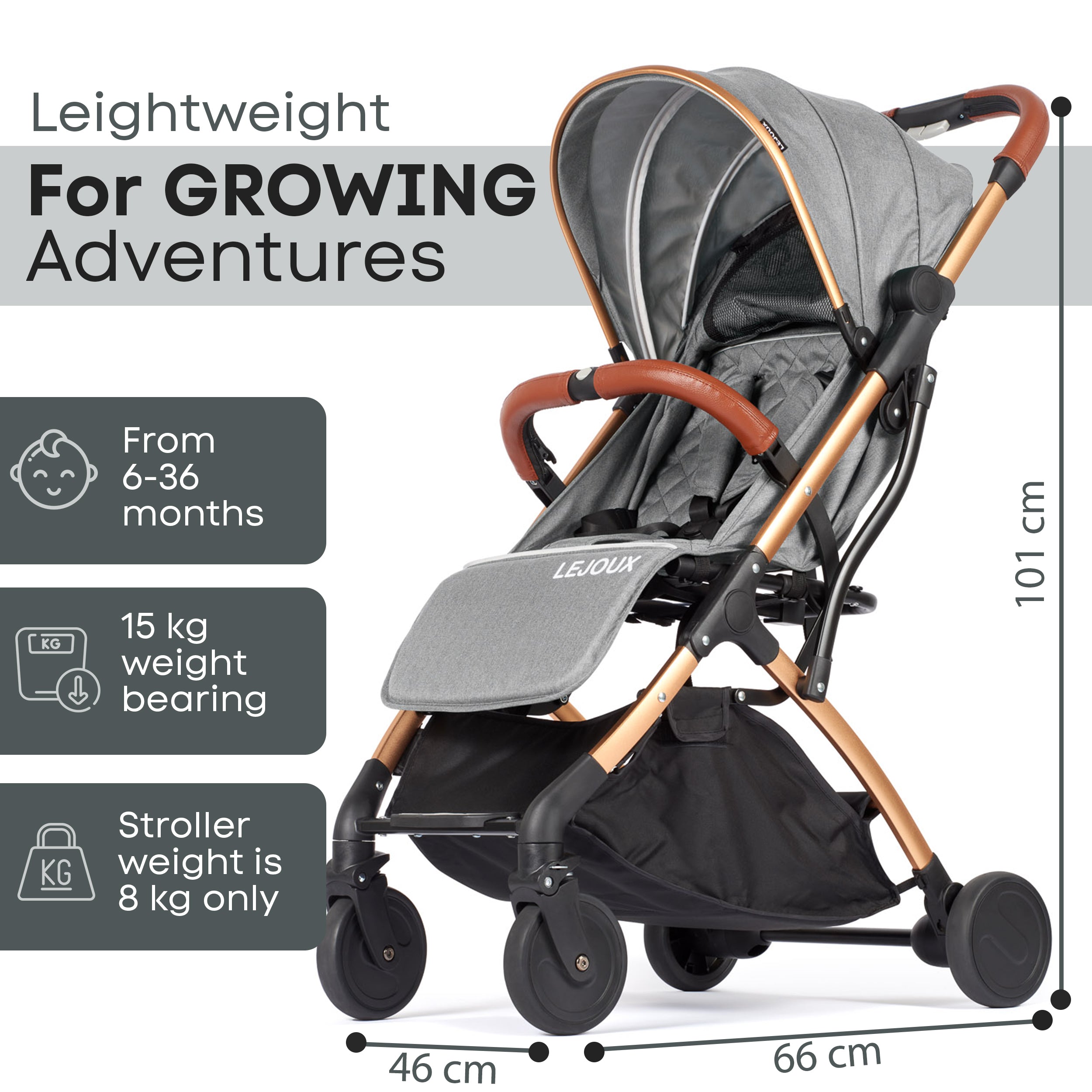 Lejoux Go Baby Travel Stroller Pram Pushchair Buggy