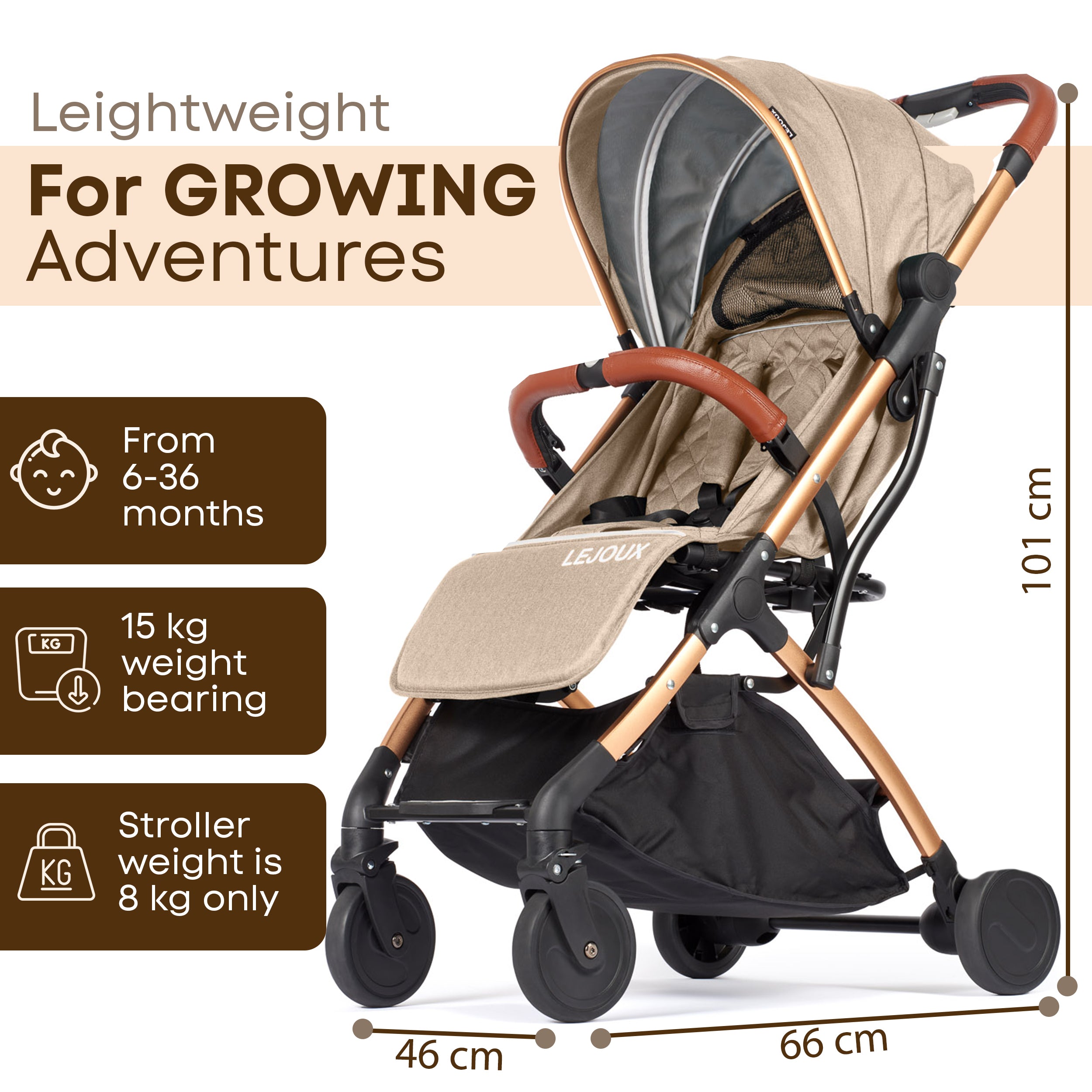 Lejoux Go Baby Travel Stroller Pram Pushchair Buggy