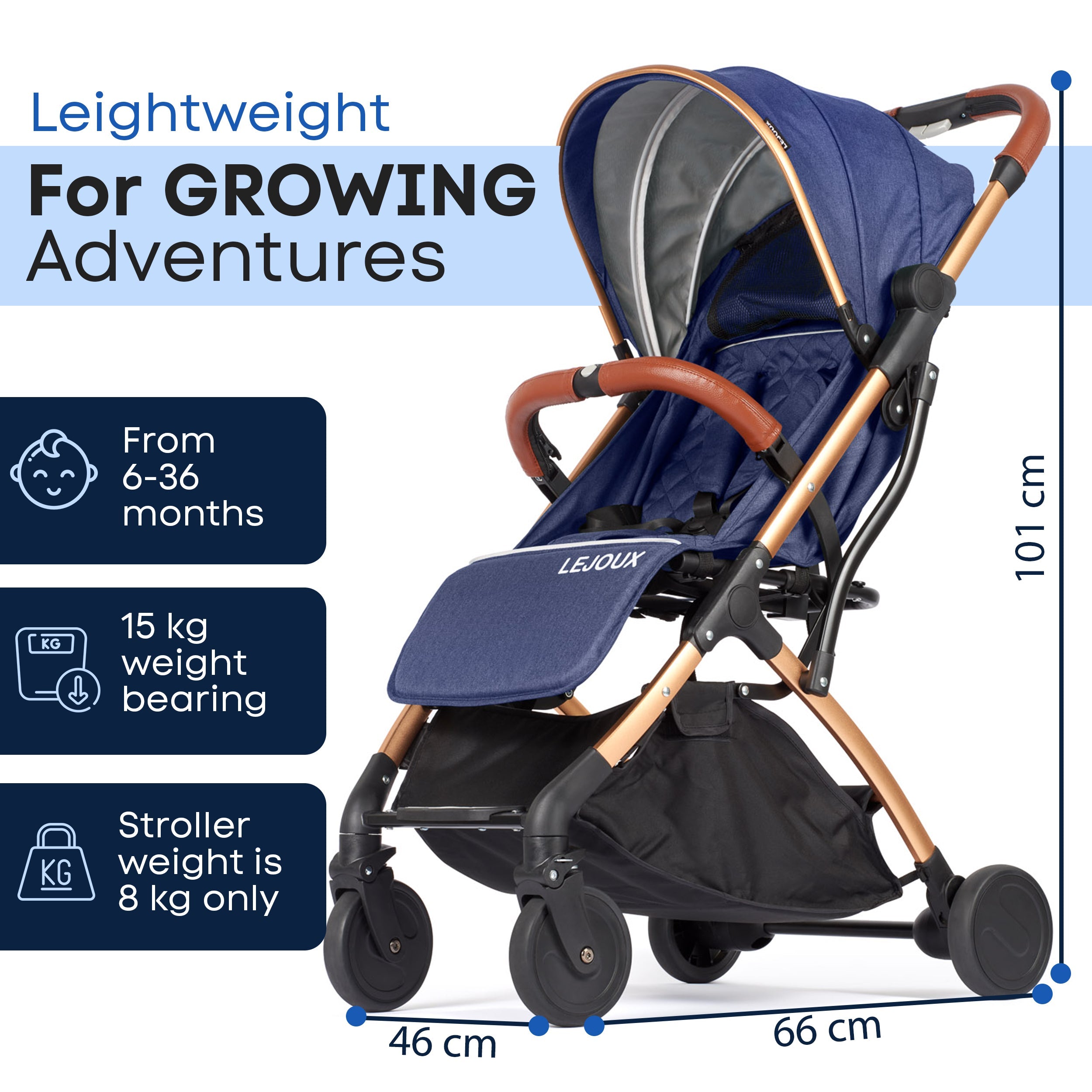 Lejoux Go Baby Travel Stroller Pram Pushchair Buggy