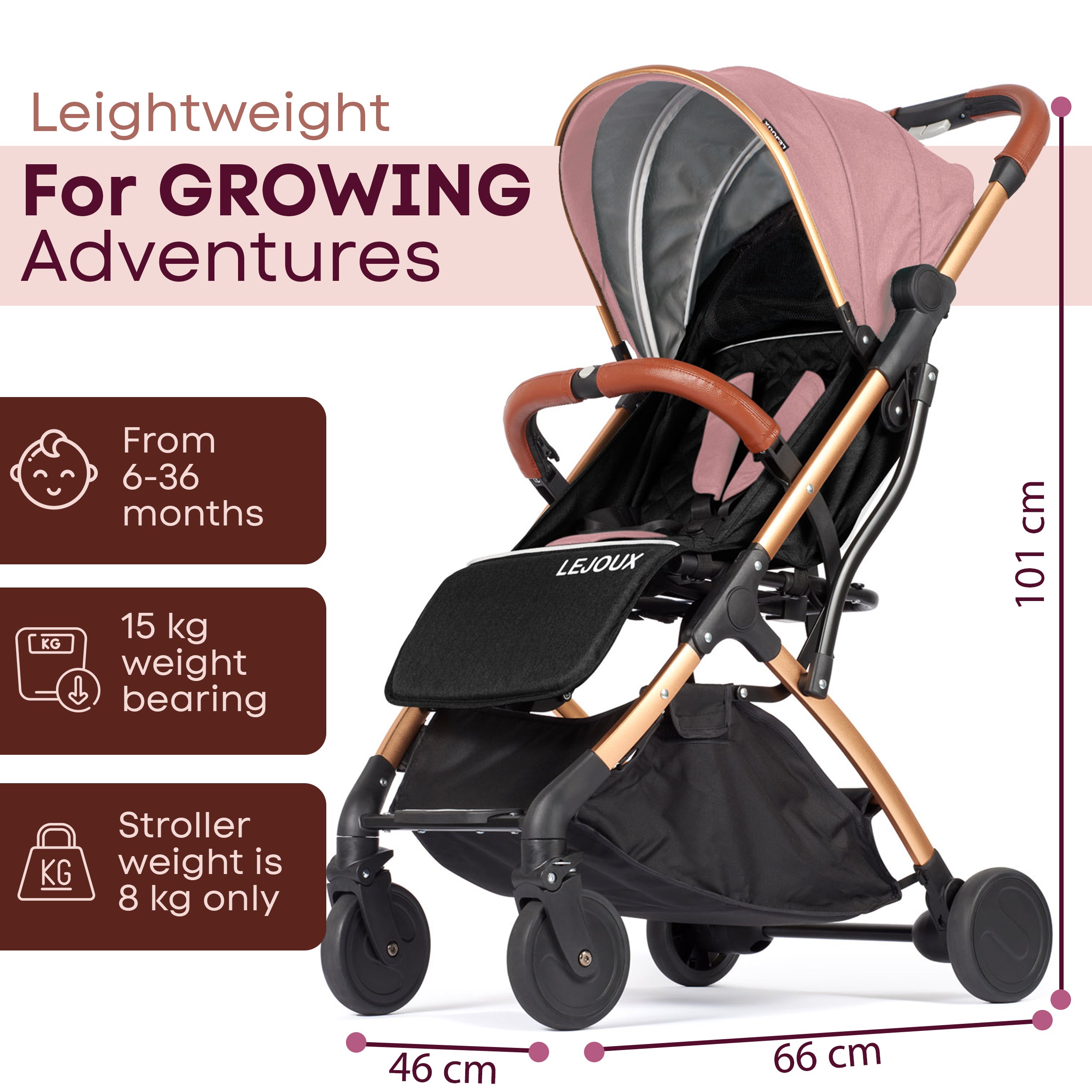 Lejoux Go Baby Travel Stroller Pram Pushchair Buggy
