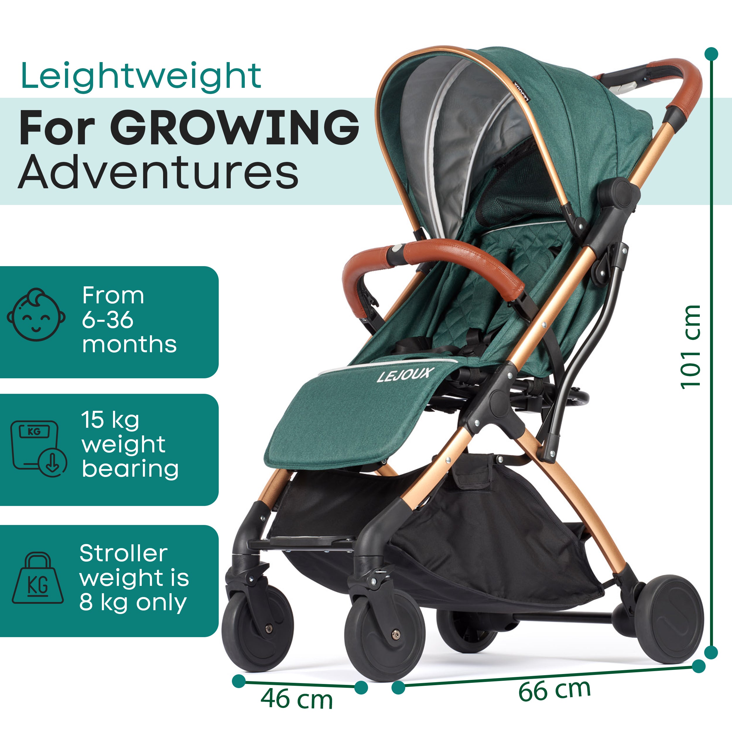 Lejoux Go Baby Travel Stroller Pram Pushchair Buggy