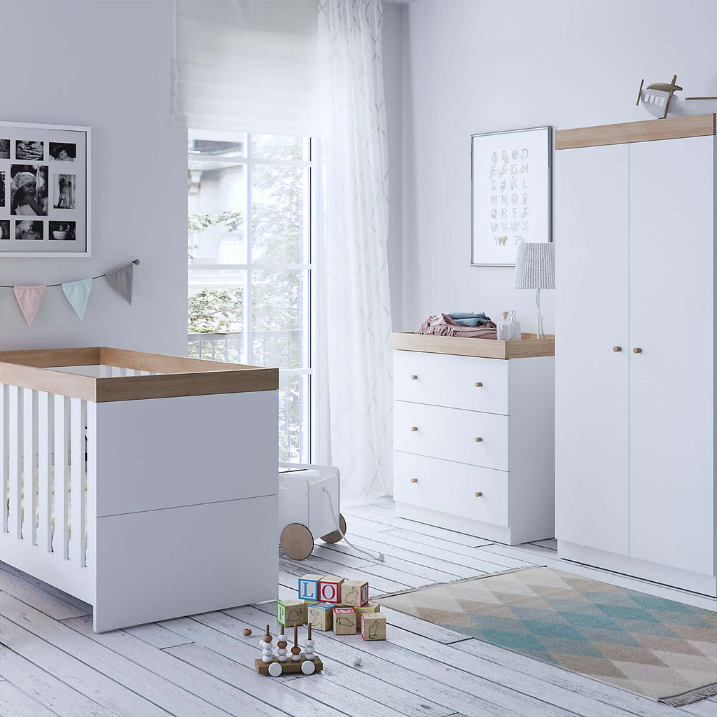 Little Acorns Burlington Cot Bed - White & Oak