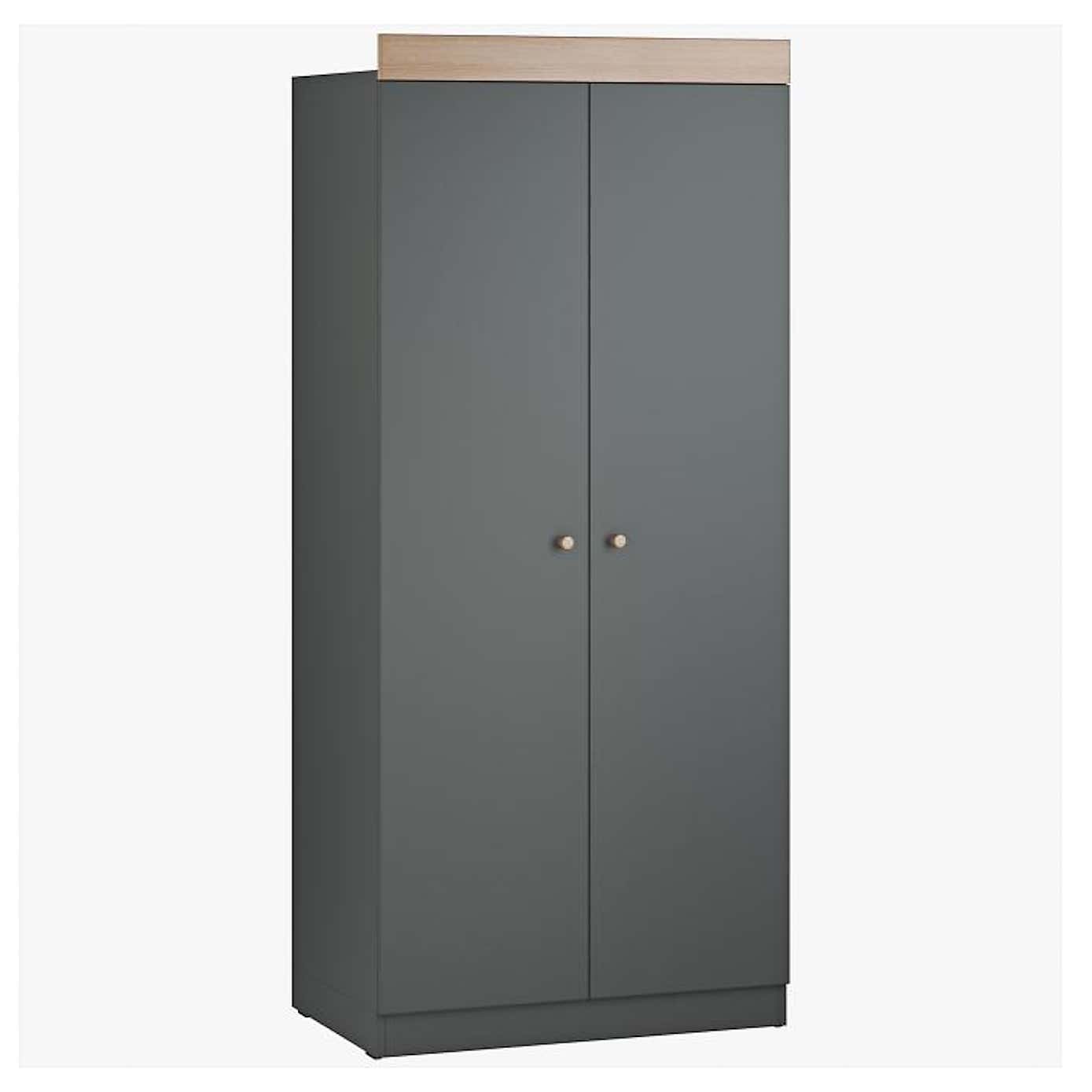 Little Acorns Burlington 3 Piece Nursery Furniture Set with Cot Bed, Dresser and Wardrobe - Anthracite Grey & Oak