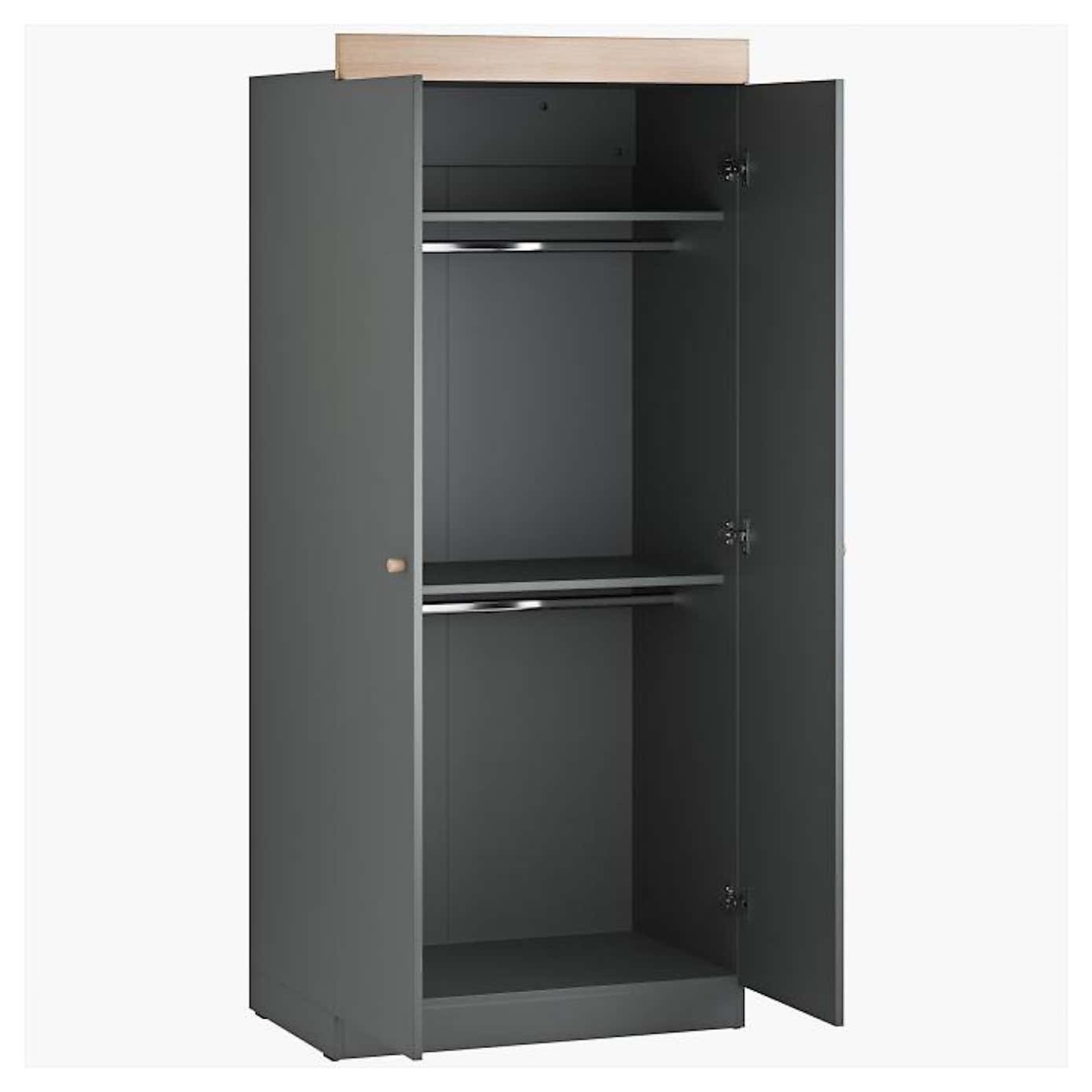 Little Acorns Burlington Double Nursery Wardrobe – Anthracite Grey & Oak
