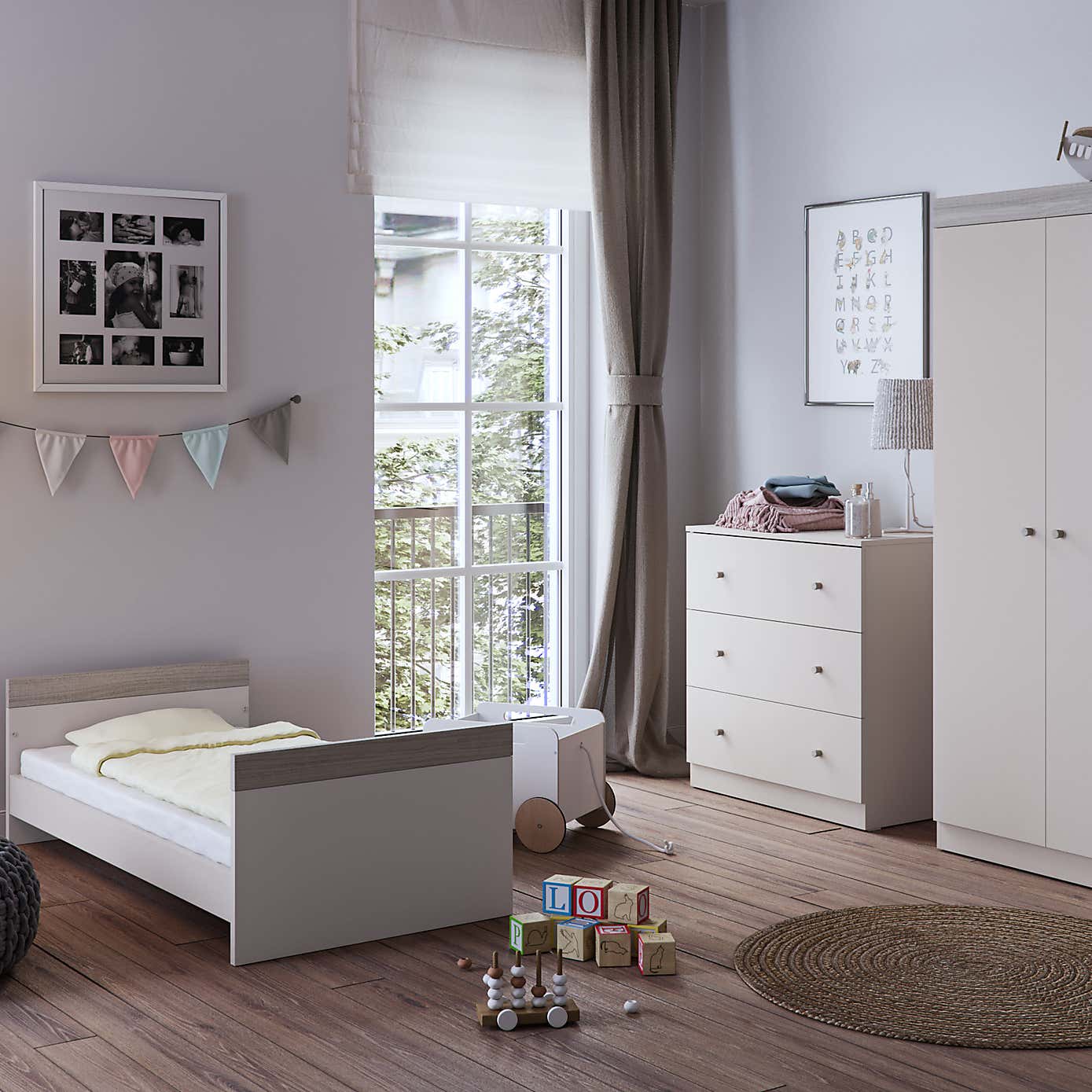 Little Acorns Burlington Cot Bed - Cashmere & Grey Ash