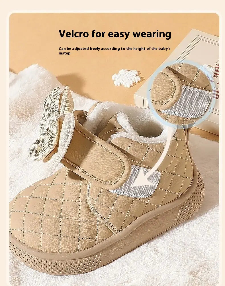 Baby Girl Snow Boots Velvet Thermal Booties Girls’ Cotton Shoes