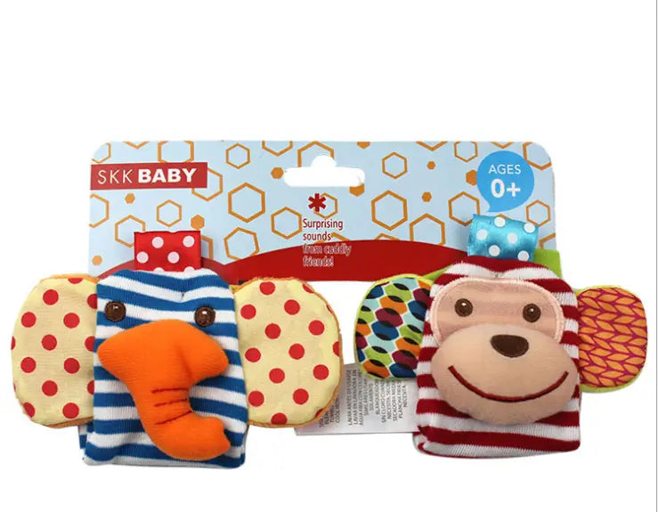 0-12 Months Soft Animal Rattle Infant Newborn Plush Sock Baby Toy Wrist Strap Baby Foot Socks