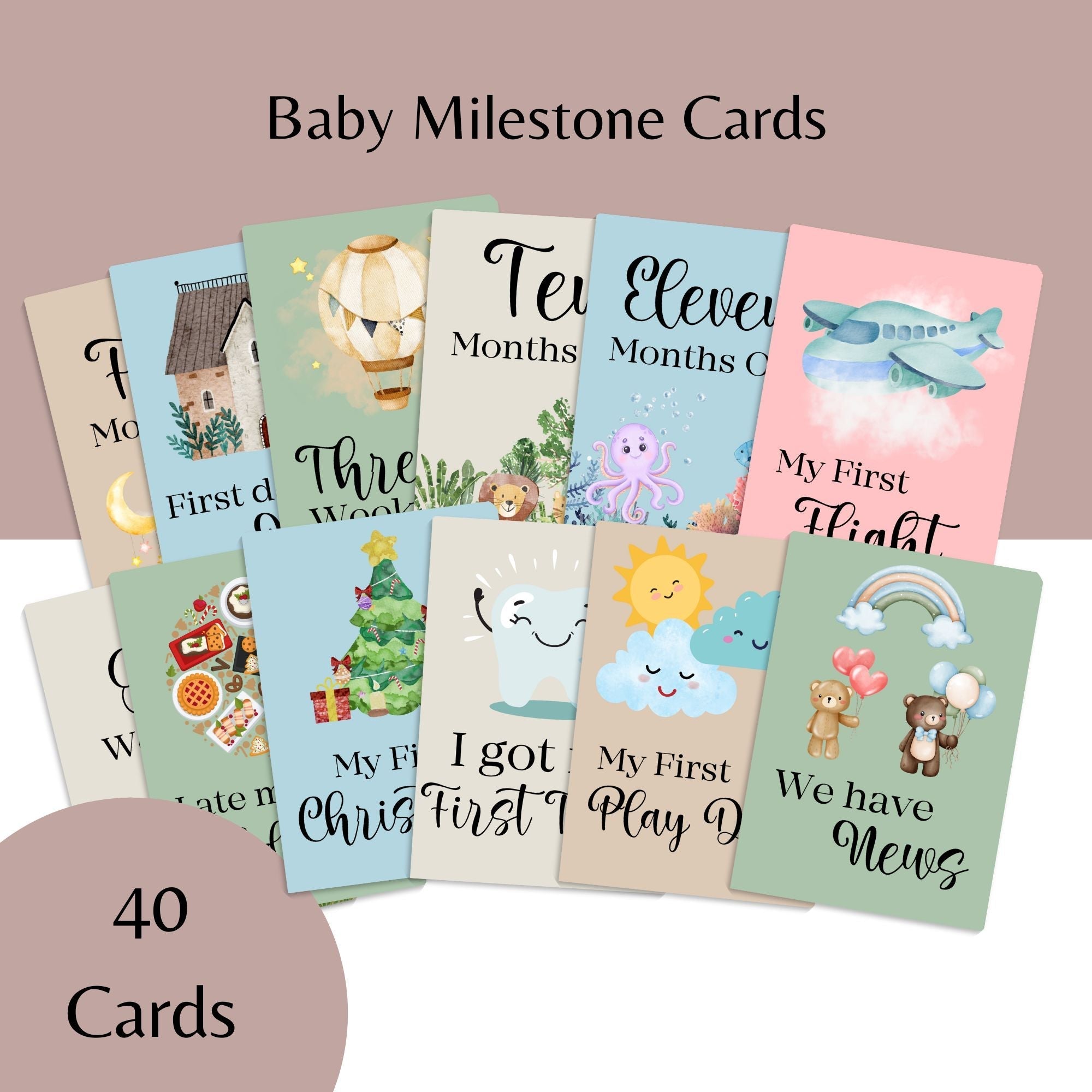 40 Baby Milestone Cards Pack - Milestone Cards