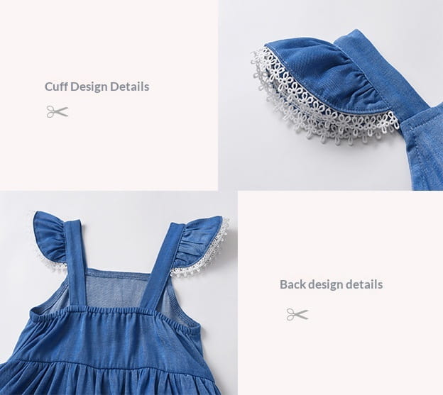Denim Romper With Hat Sleeveless For Baby Girls