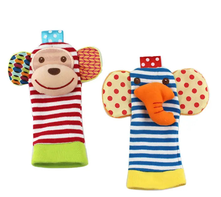 0-12 Months Soft Animal Rattle Infant Newborn Plush Sock Baby Toy Wrist Strap Baby Foot Socks