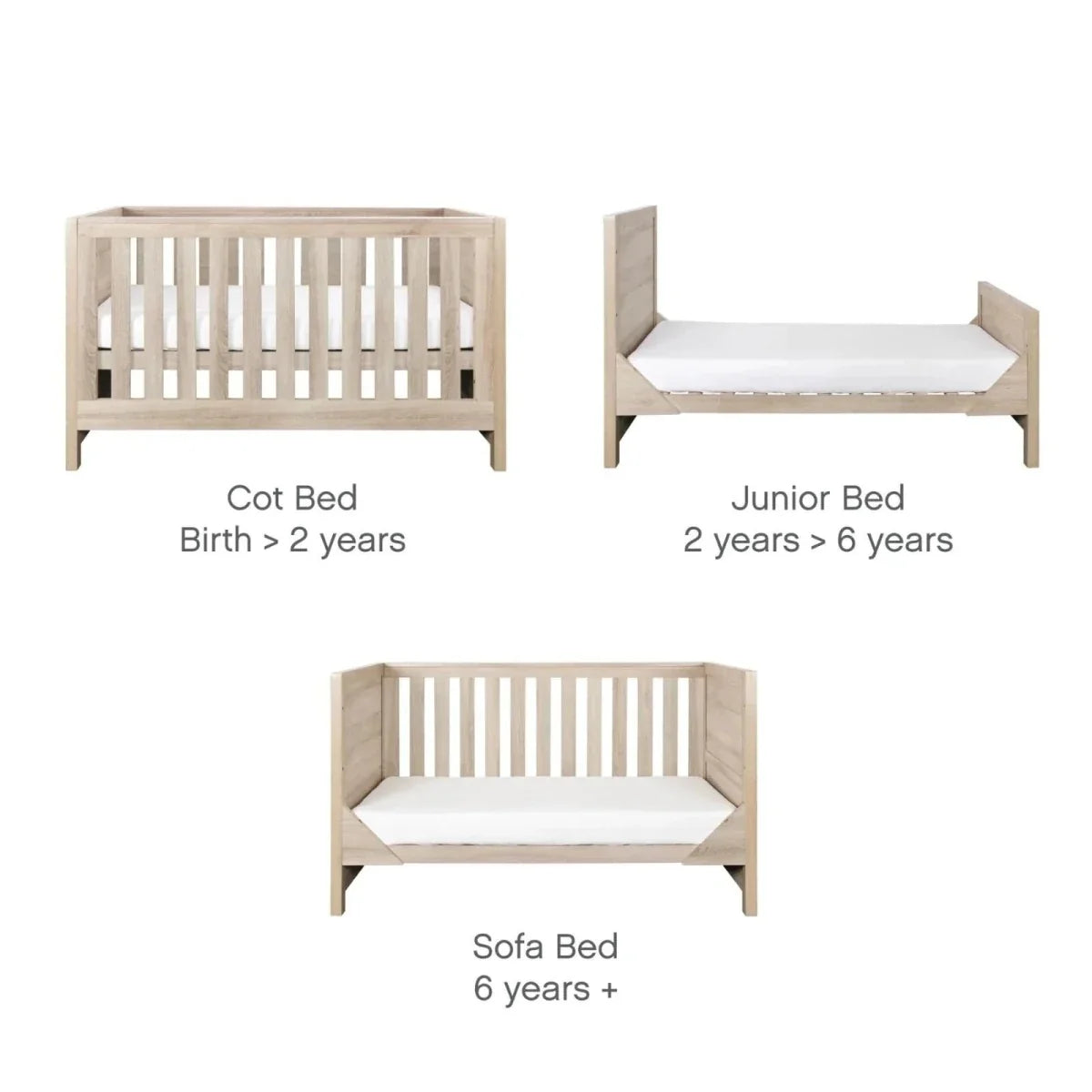 Tutti Bambini Modena 3-in-1 Cot Bed - Oak