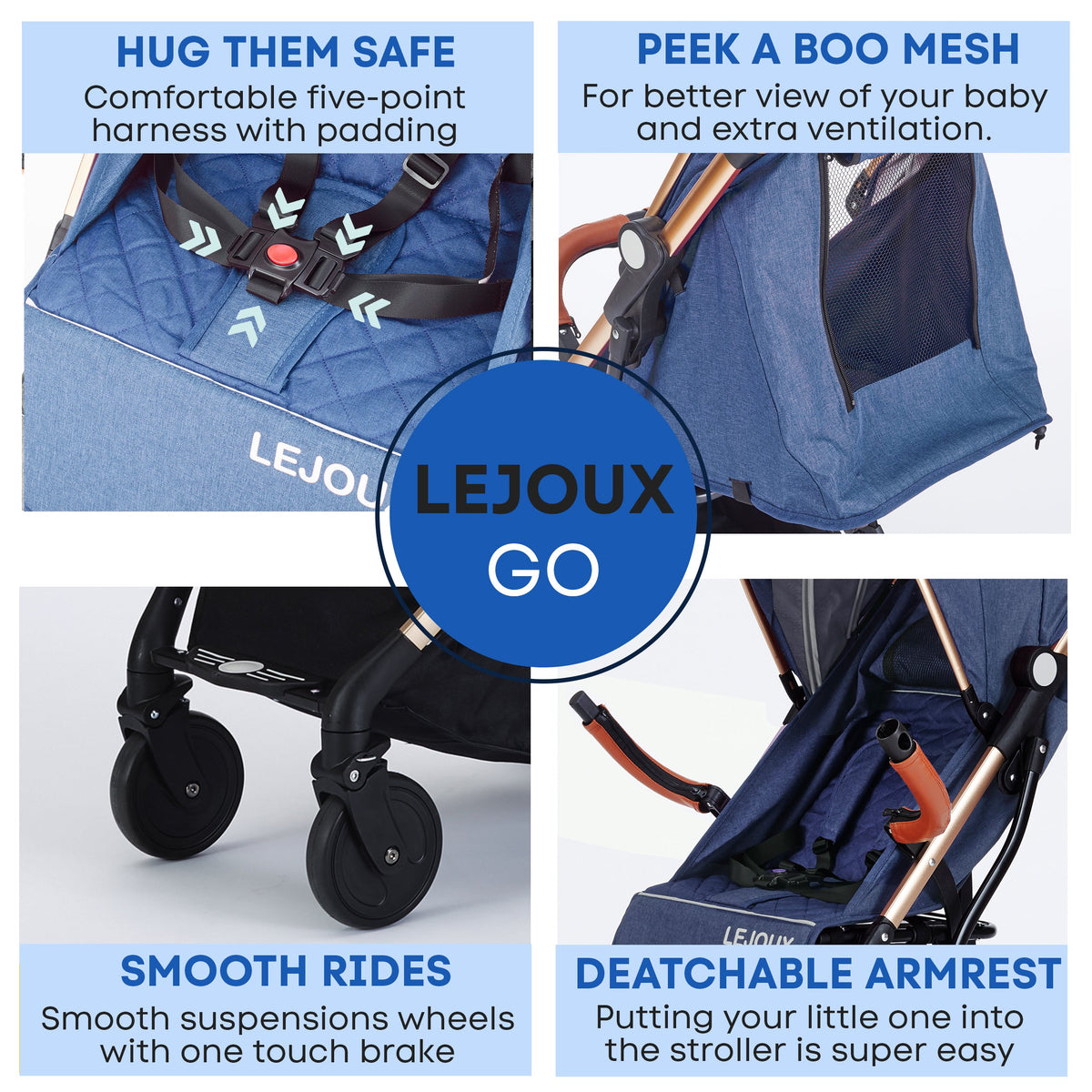 Lejoux Go Baby Travel Stroller Pram Pushchair Buggy