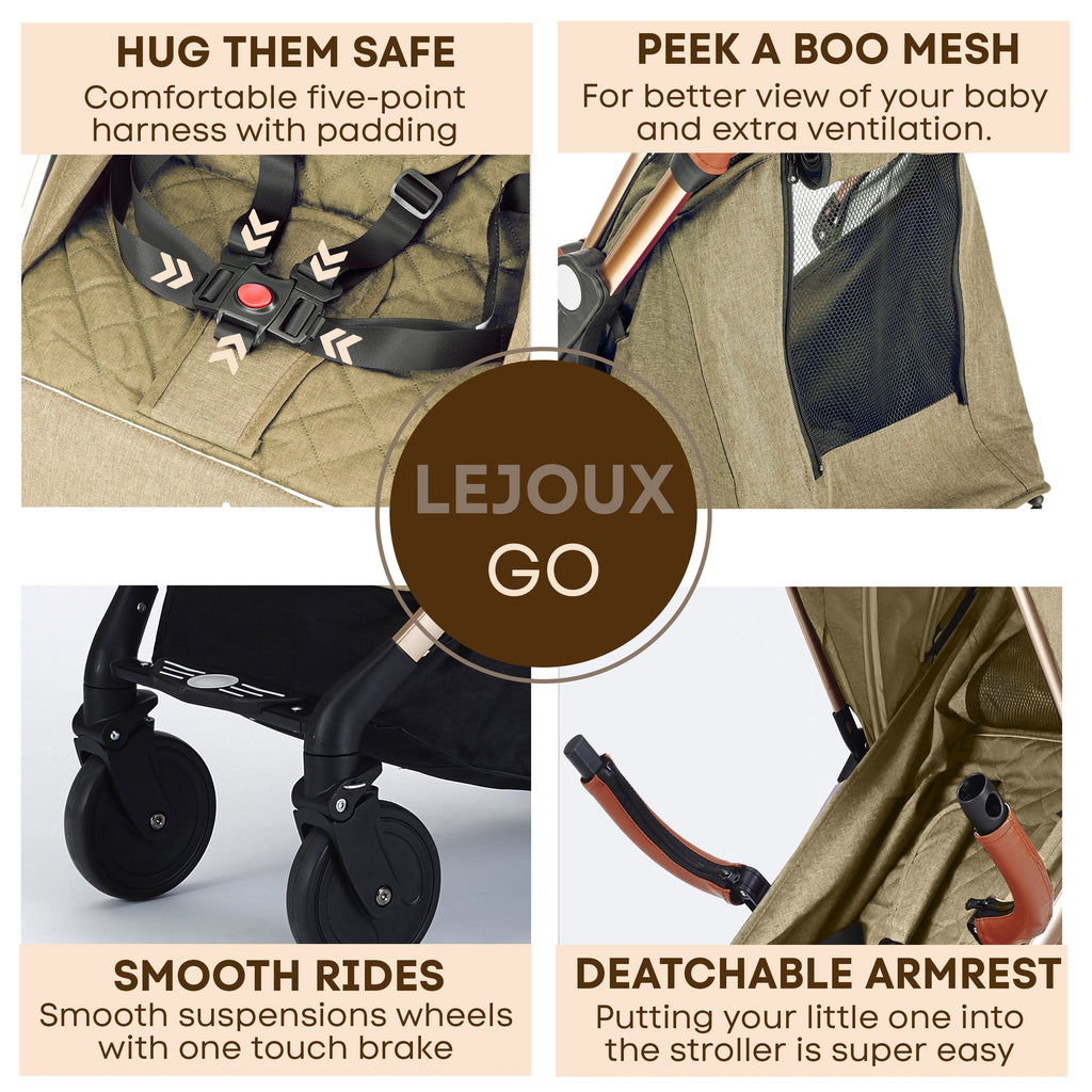 Lejoux Go Baby Travel Stroller Pram Pushchair Buggy