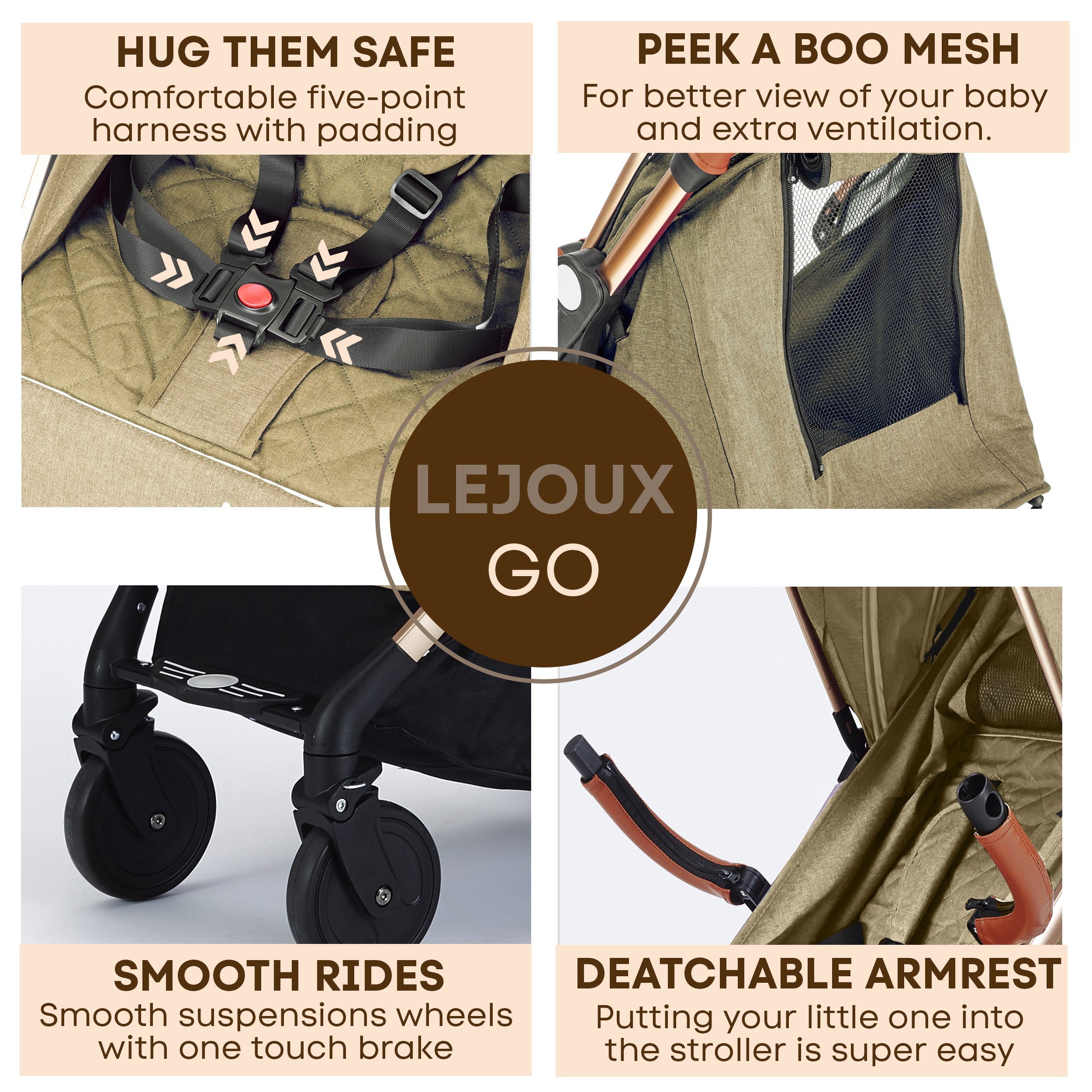 Lejoux Go Baby Travel Stroller Pram Pushchair Buggy
