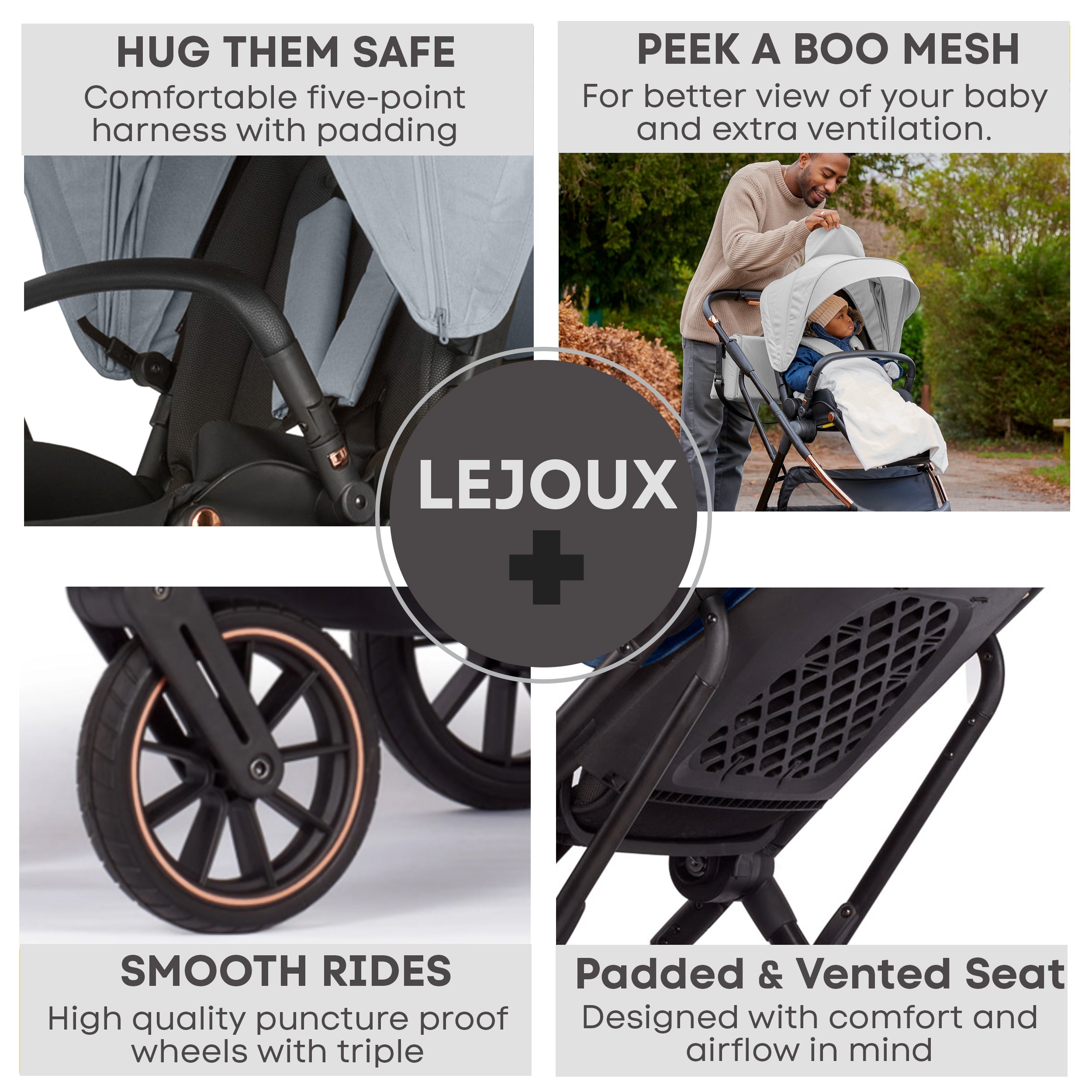 Lejoux+ Baby Pram Stroller Pushchair 0 Months +
