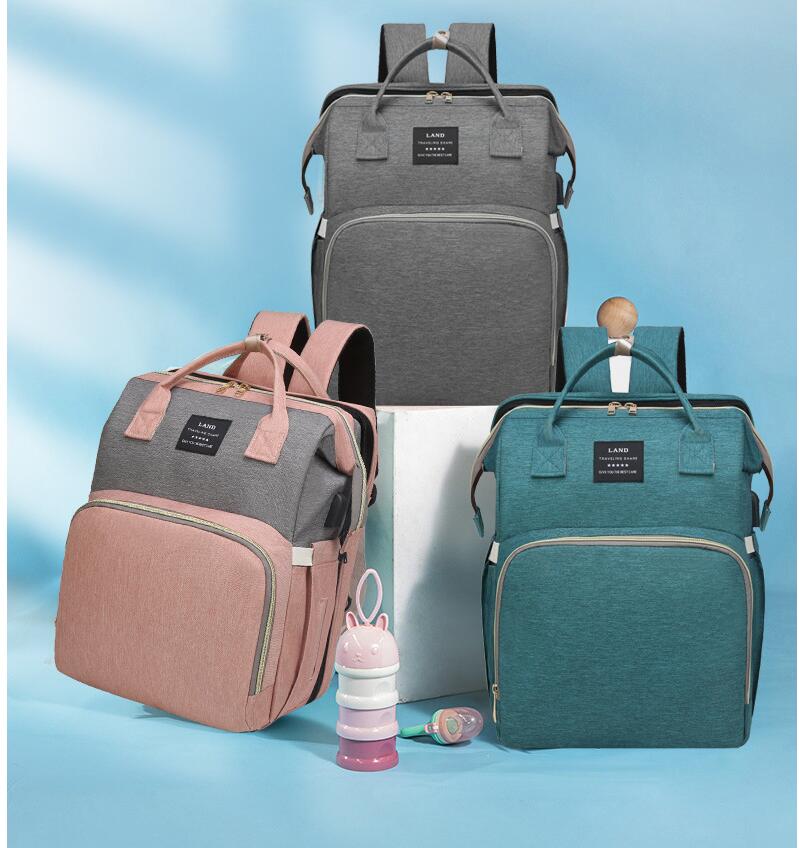 Multifunctional Maternity Diaper Backpack Upgraded With Removable Mosquito Net Large Capacity Foldable Infants Baby
