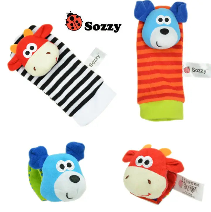 0-12 Months Soft Animal Rattle Infant Newborn Plush Sock Baby Toy Wrist Strap Baby Foot Socks