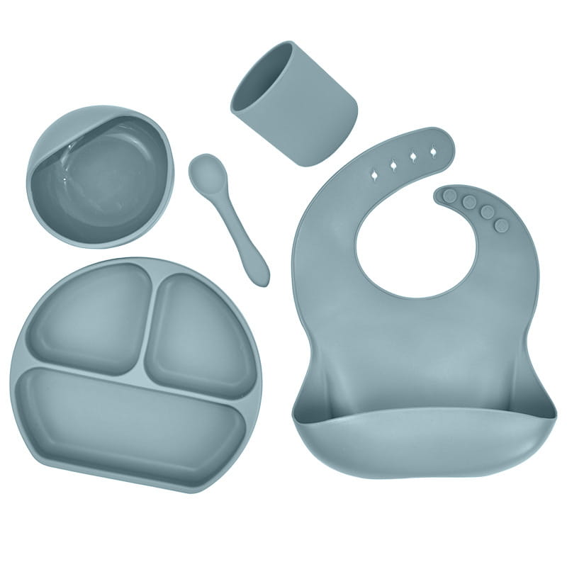 Silicone Children’s Suction Cup Bowl Bib Baby Dinner Plate Water Cup Complementary Food Bowl Spoon Saliva Pocket
