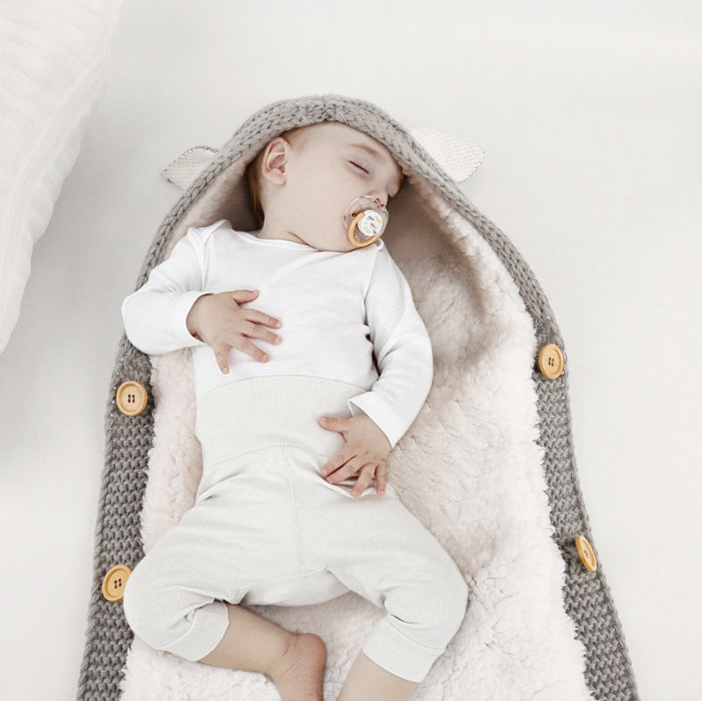Premium Baby Sleeping Bag - Soft Lamb Cashmere Lined Infant Sleep Sack | Warm & Cozy Newborn Swaddle Blanket