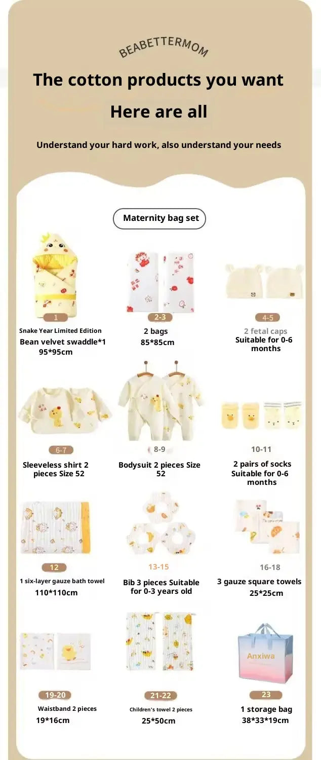 Maternity Bag Newborn Swaddle Bath Towel Clothing Set