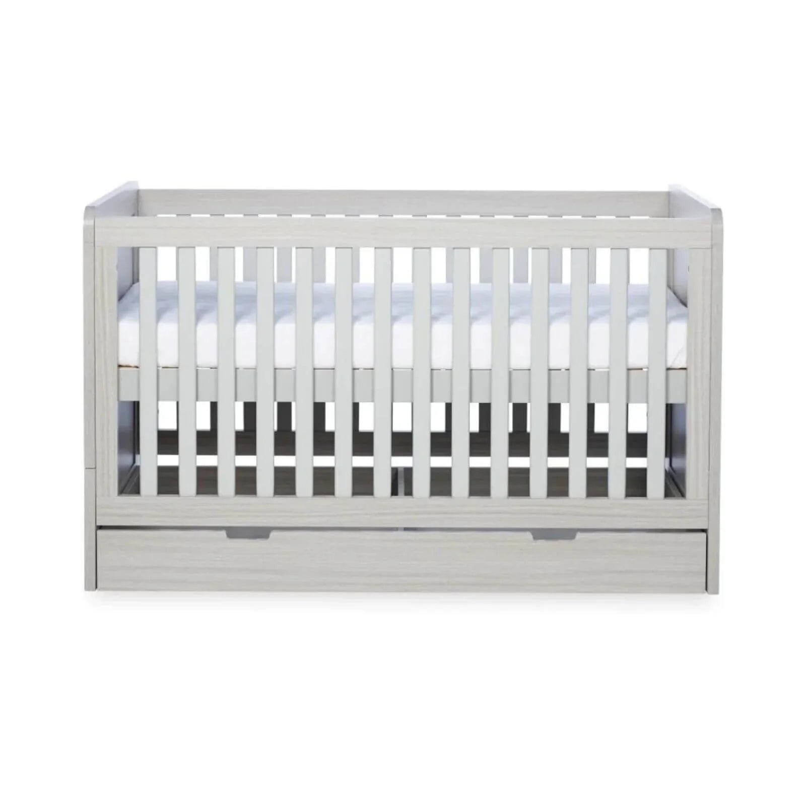 Ickle Bubba Pembrey Cot Bed & Under Drawer Ash Grey - Premium Pocket Sprung Mattress