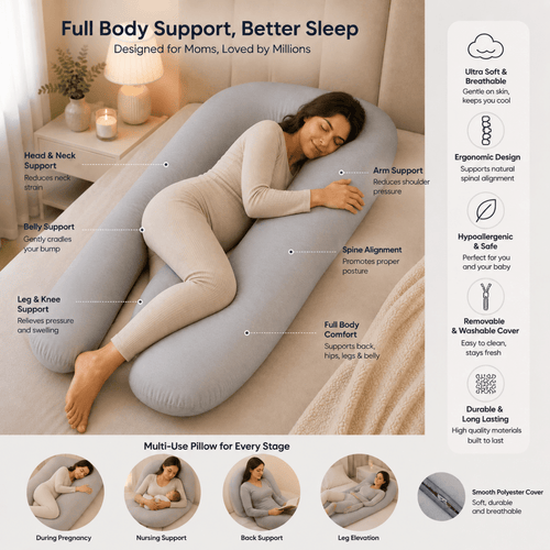 12 Ft Maternity Pillow And Case - Light Pink