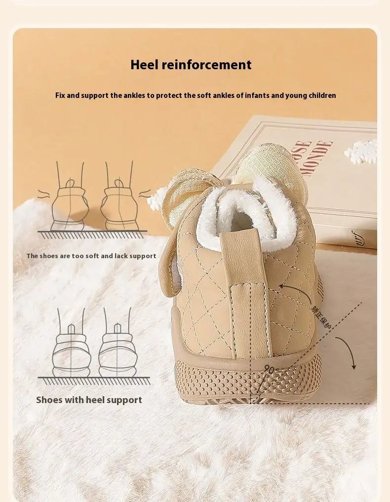 Baby Girl Snow Boots Velvet Thermal Booties Girls’ Cotton Shoes