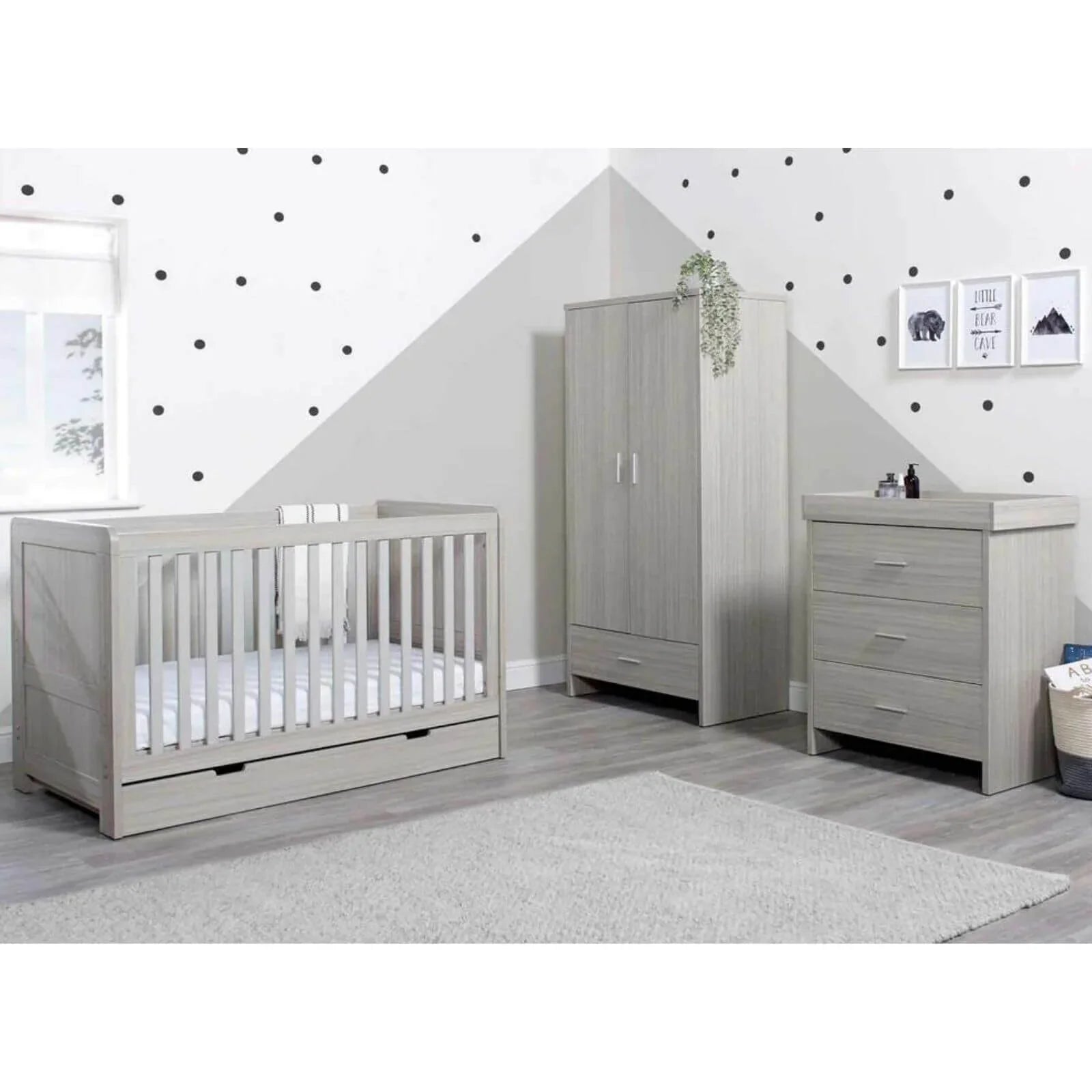 Ickle Bubba Pembrey Furniture Set Under Drawer Ash Grey 3 pcs - Premium Sprung Mattress