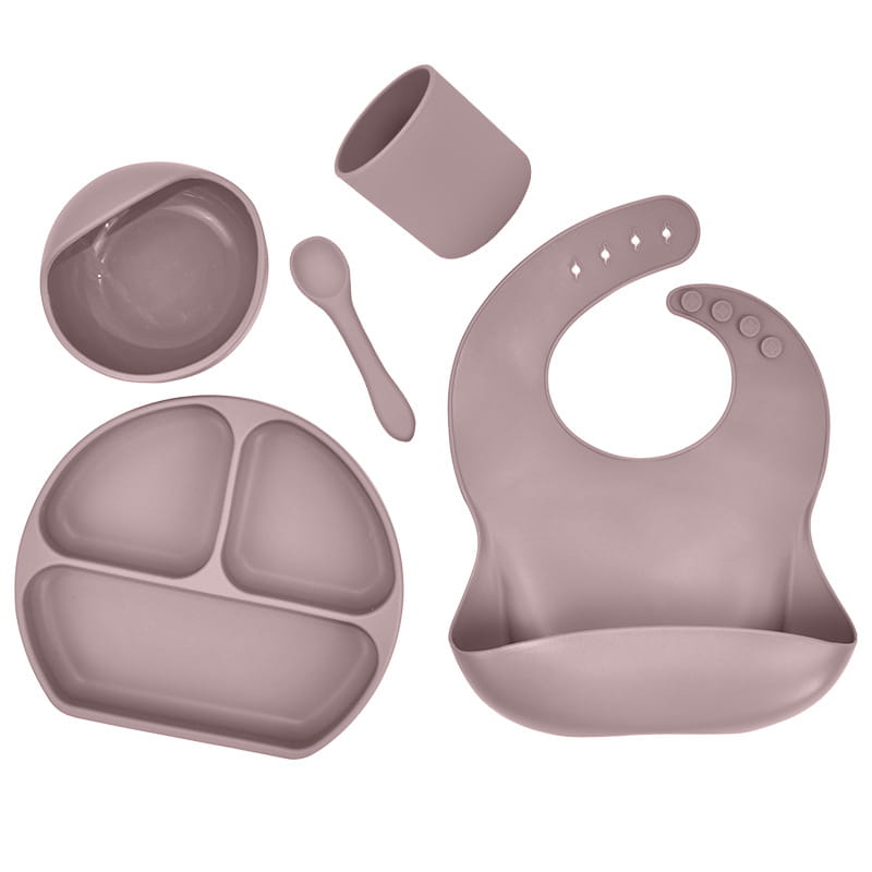 Silicone Children’s Suction Cup Bowl Bib Baby Dinner Plate Water Cup Complementary Food Bowl Spoon Saliva Pocket
