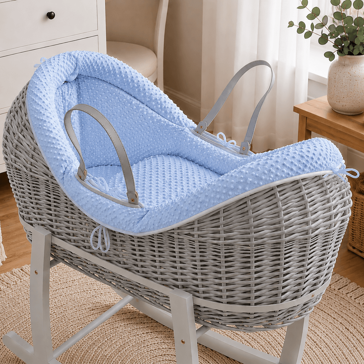 Pod Blue Dimple Moses Basket Bedding Set (Basket Not Included!)