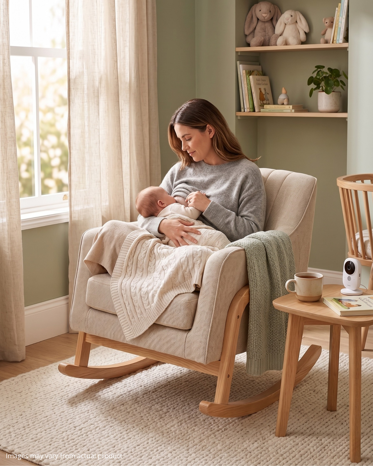 Bristam Nursing Chair - Natural & Oak With Stool