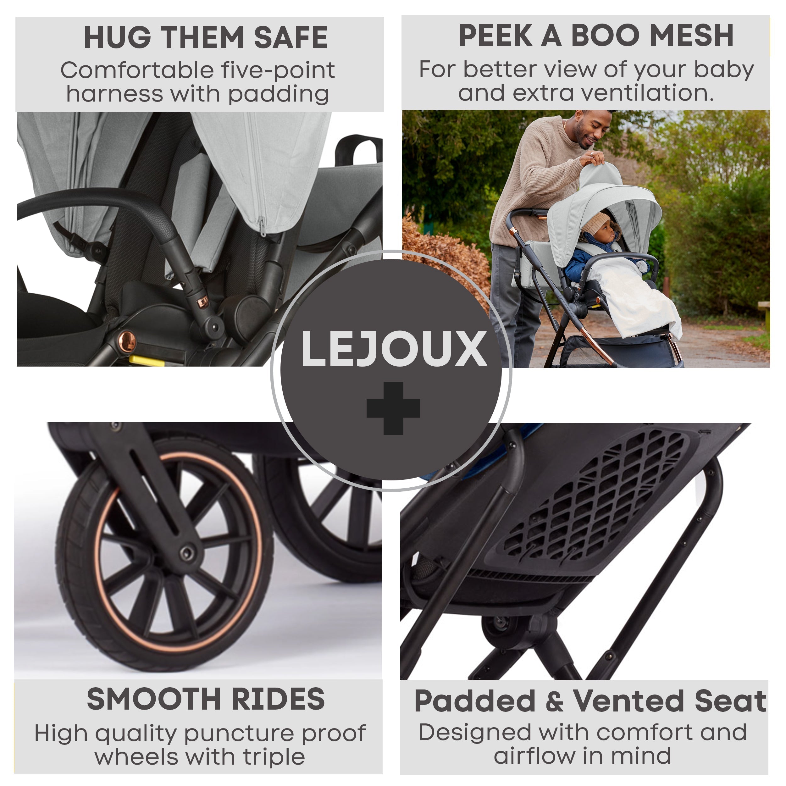 Lejoux+ Baby Pram Stroller Pushchair 0 Months +