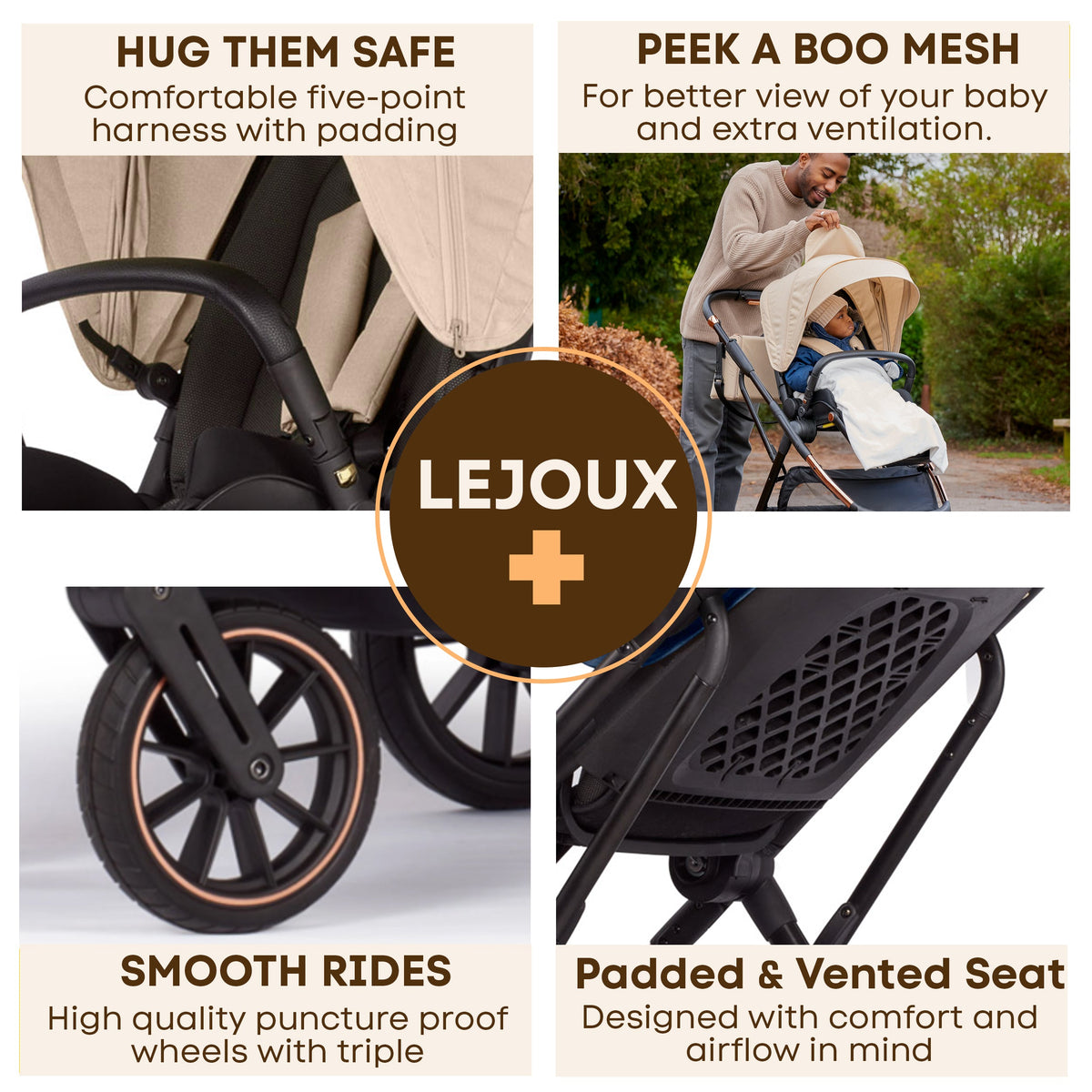 Lejoux+ Baby Pram Stroller Pushchair 0 Months +
