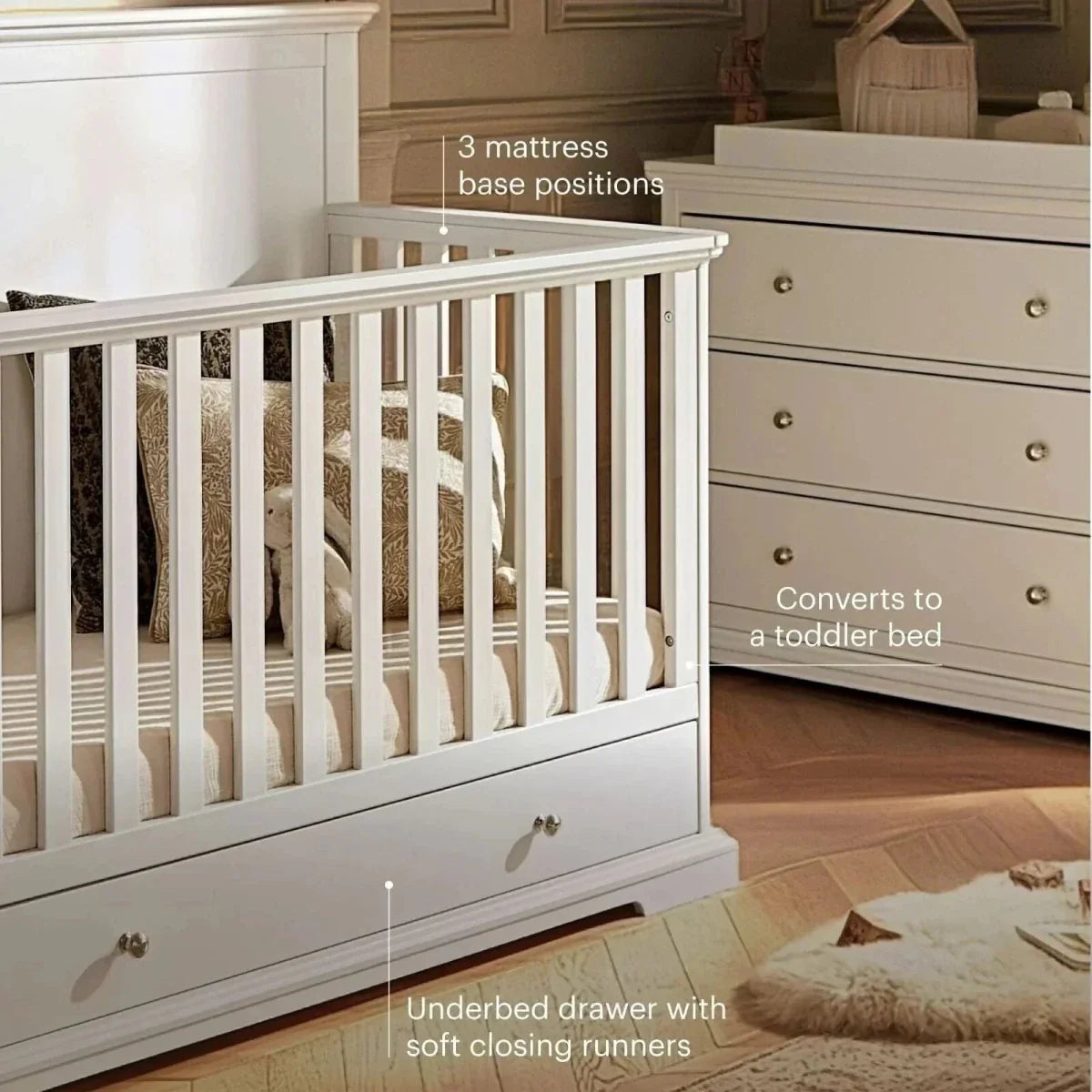 CuddleCo Beaumont Grand Cot Bed - White