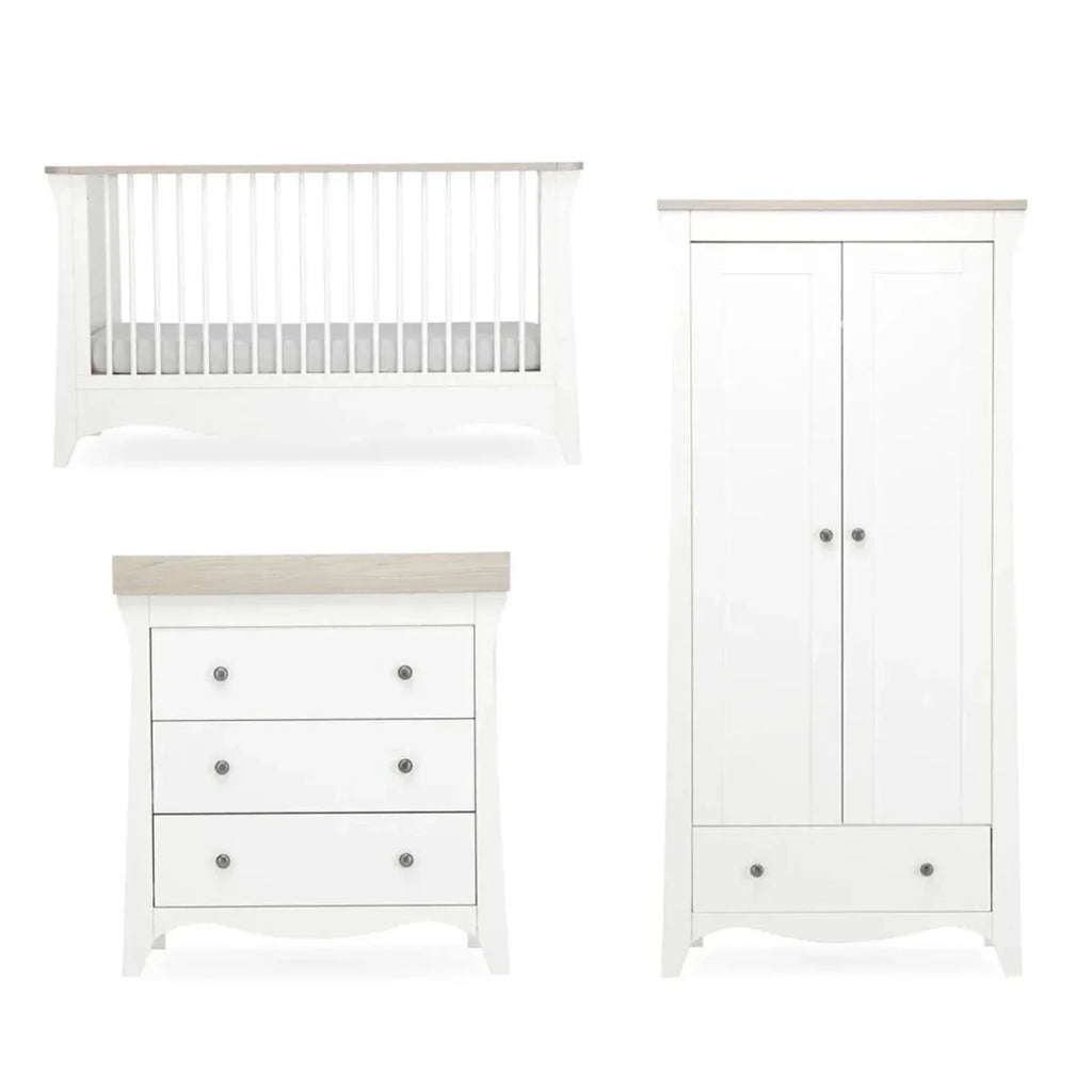 CuddleCo Clara 3 Piece Nursery Furniture Set - White & Ash