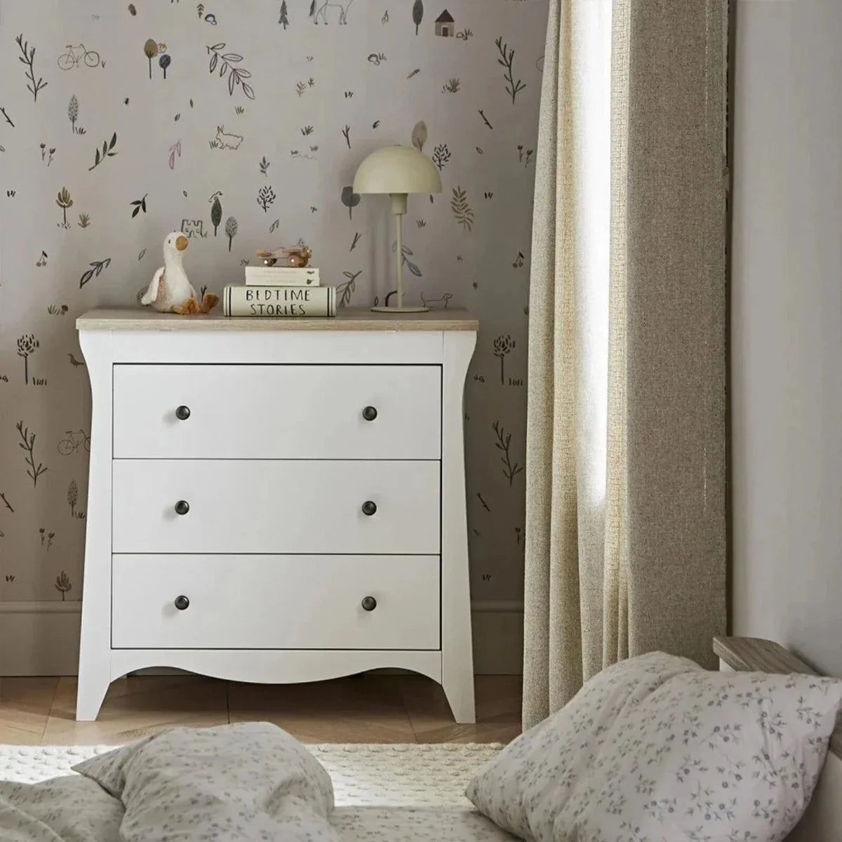 CuddleCo Clara 3 Piece Nursery Furniture Set - White & Ash