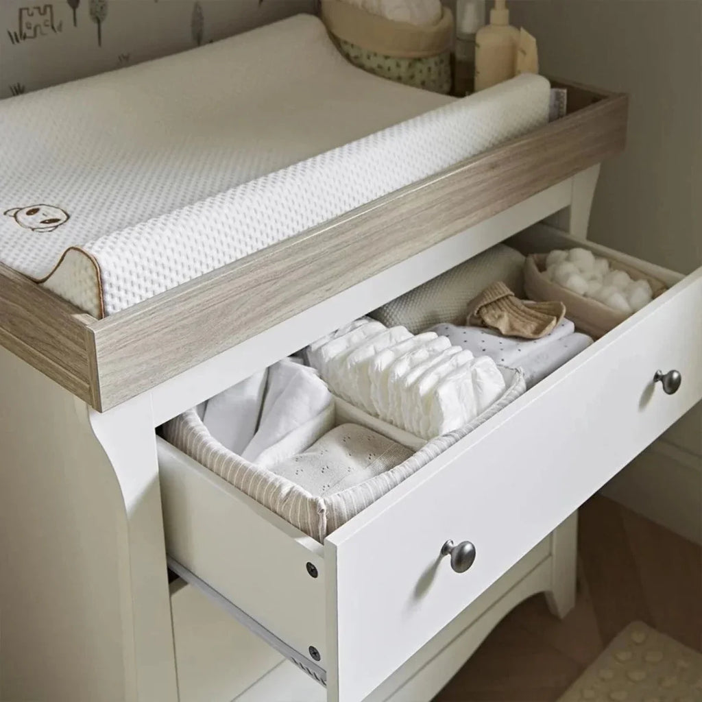 CuddleCo Clara 3 Piece Nursery Furniture Set - White & Ash