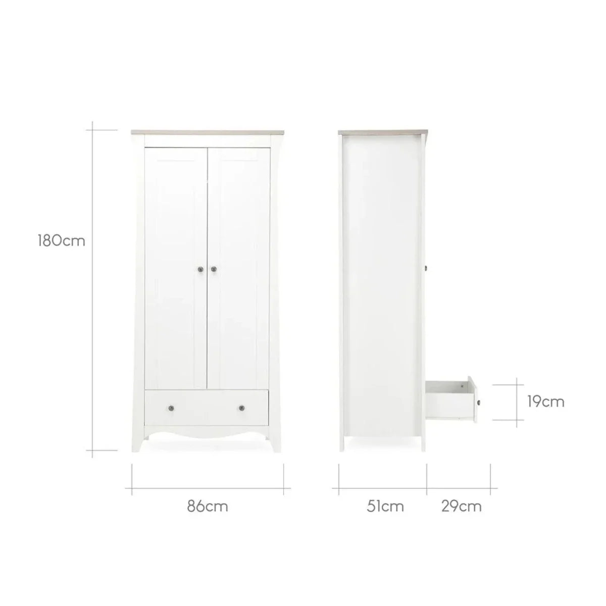 CuddleCo Clara 3 Piece Nursery Furniture Set - White & Ash