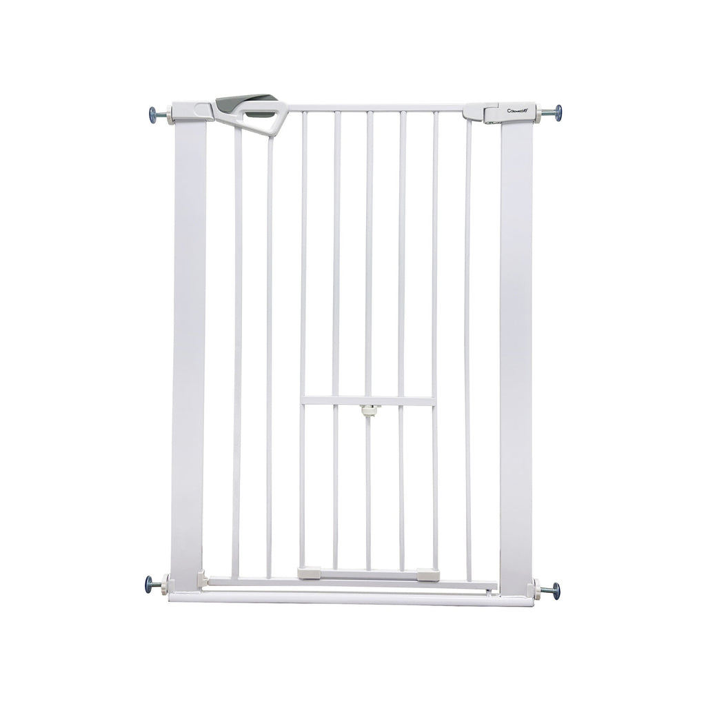 Callowesse Akita Extra Tall Baby & Pet Pressure Fit Door & Stair Safety Gate with Pet Opening | 75-82cm x H99cm - White