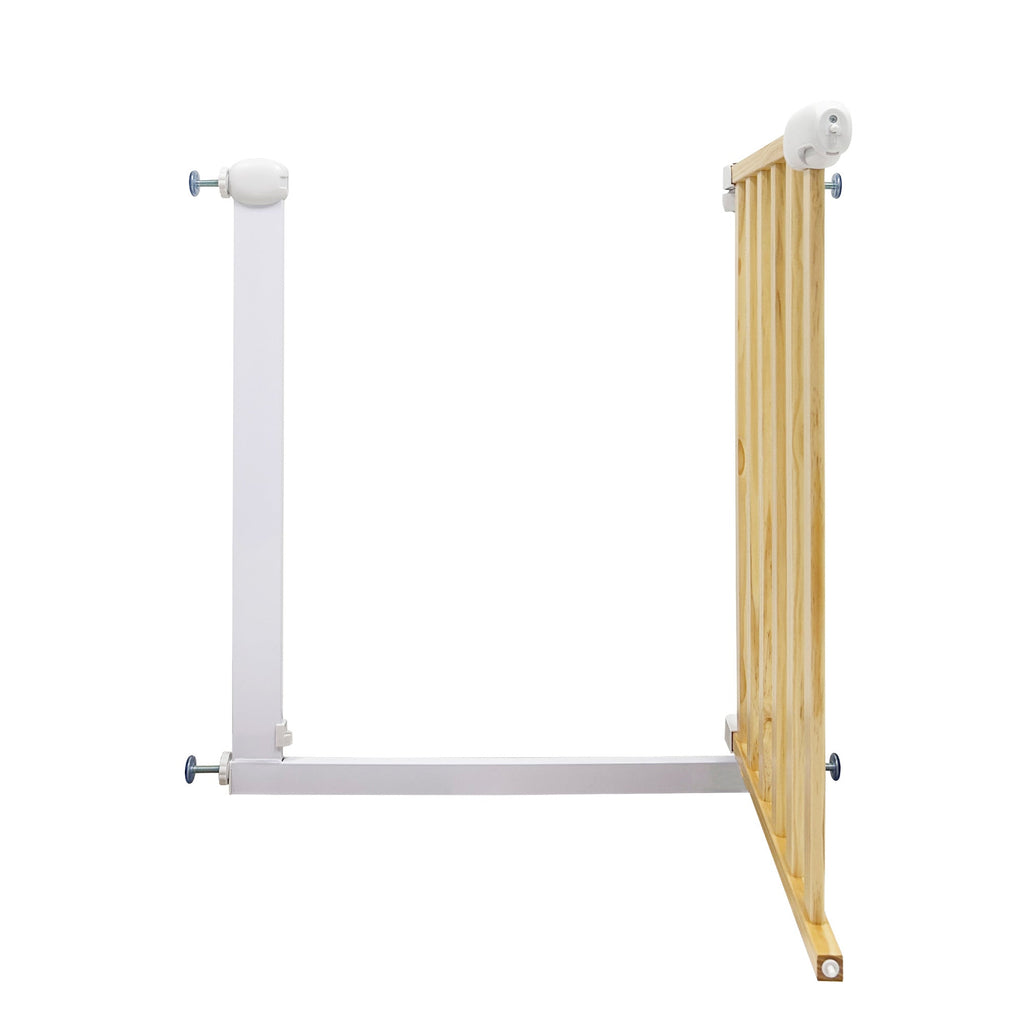Callowesse Design Wood & Metal Pressure Fit Baby & Toddler Door & Stair Safety Gate | 76-83cm x H77cm - White