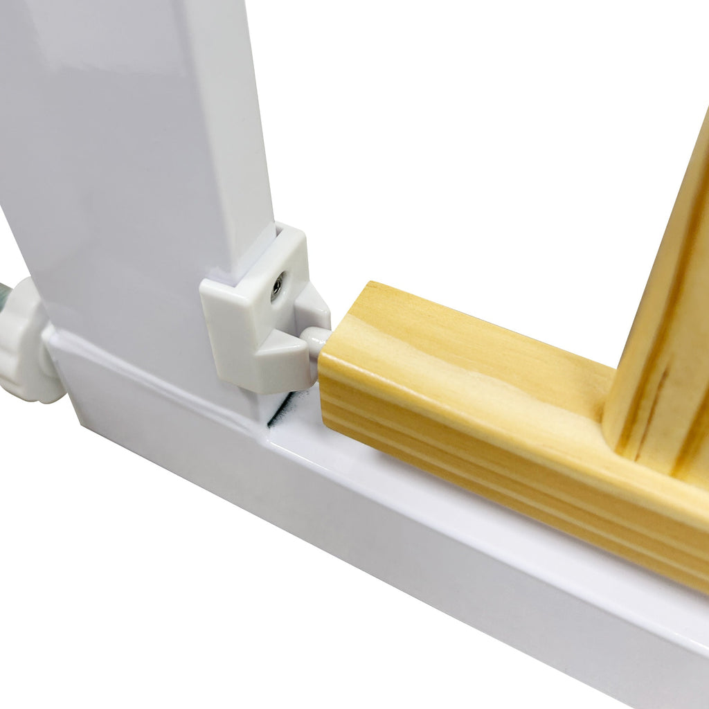 Callowesse Design Wood & Metal Pressure Fit Baby & Toddler Door & Stair Safety Gate | 76-83cm x H77cm - White