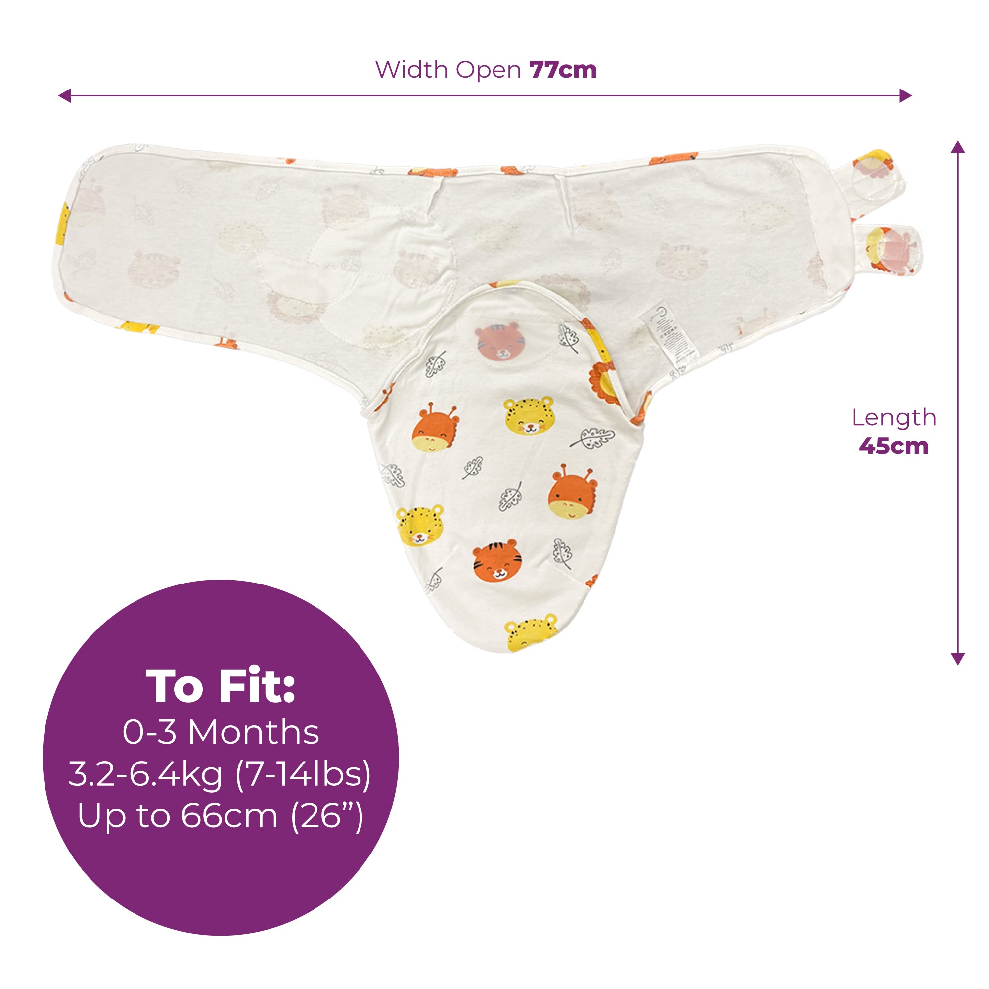 Callowesse Newborn Baby Swaddle 0-3 Months 0.5 TOG - Curious Cubs