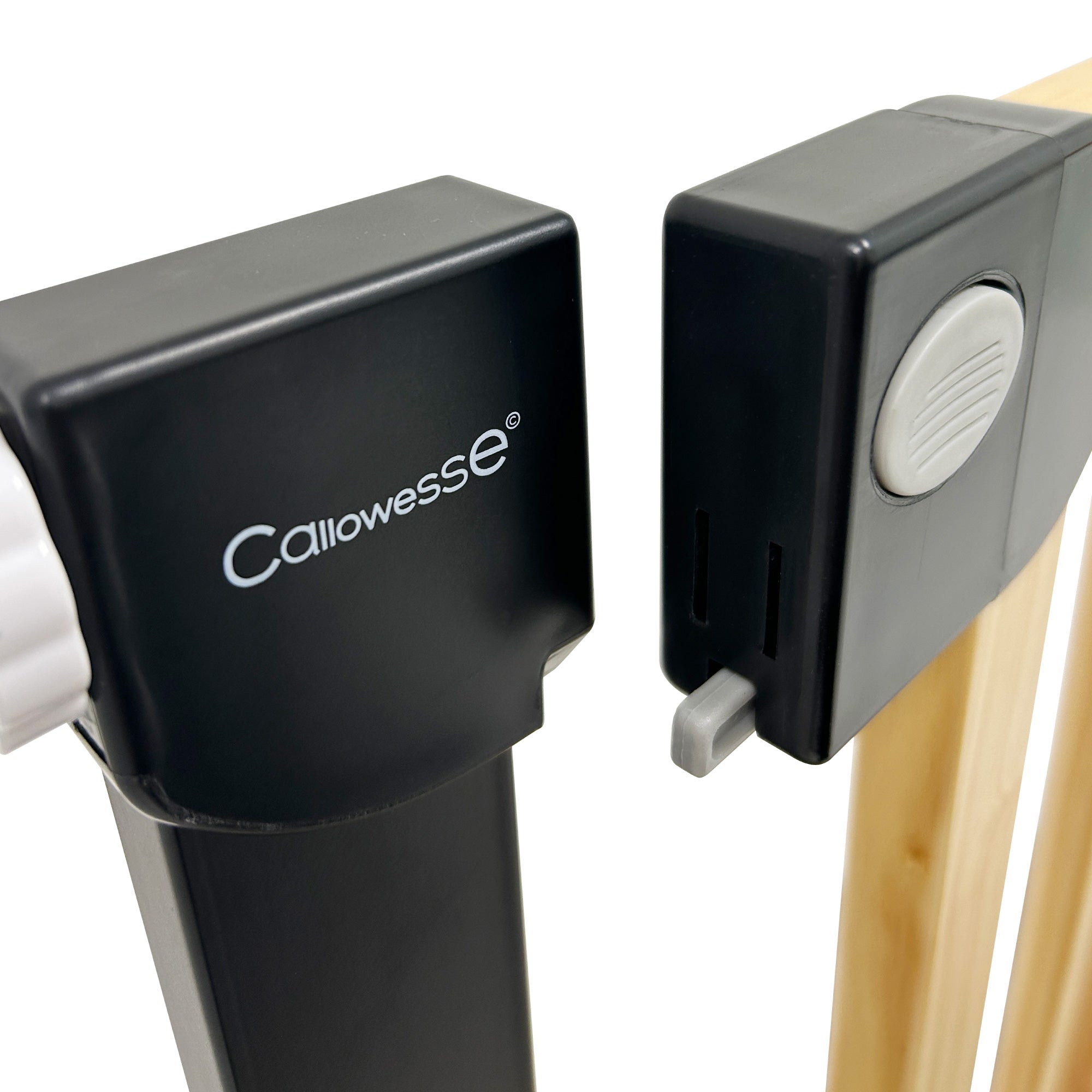 Callowesse Wood & Metal Pressure Fit Baby & Toddler Door & Stair Safety Gate | 76-83cm x H77cm - Black