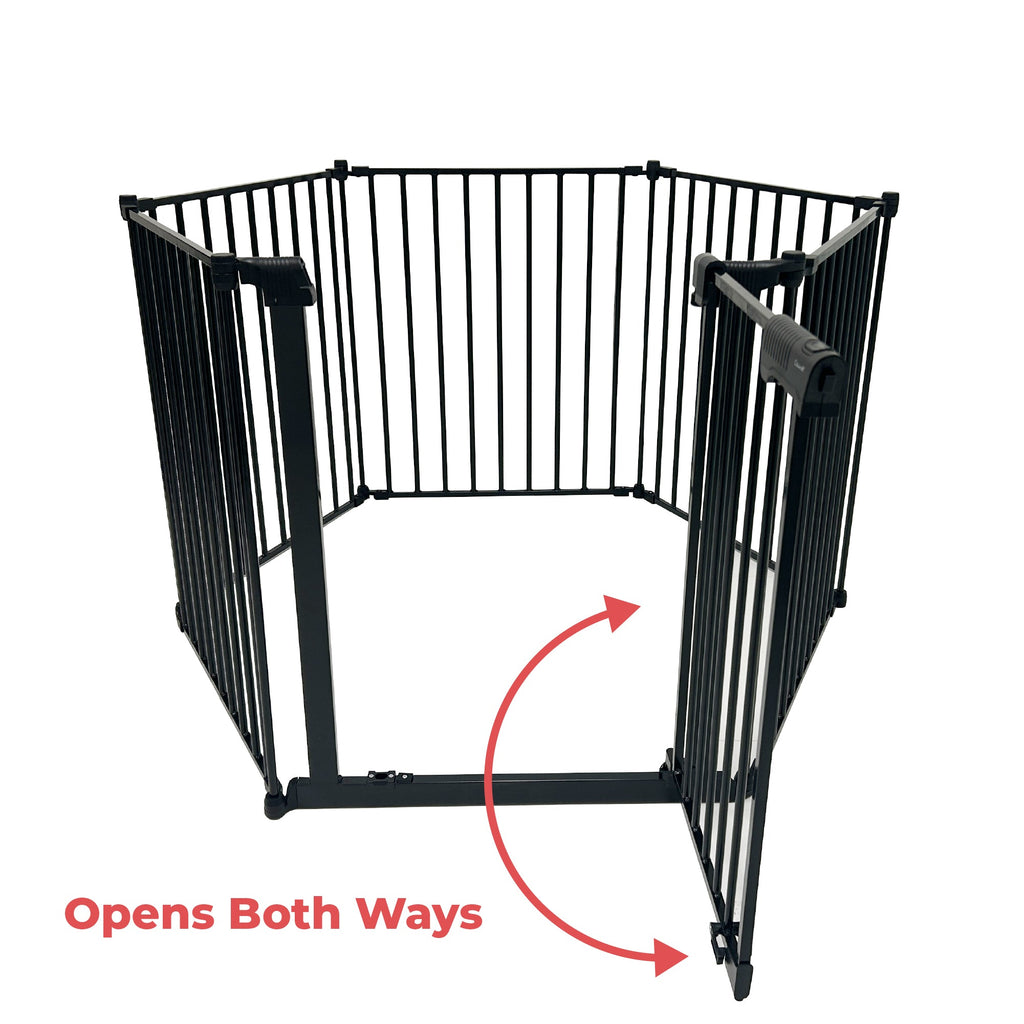 Callowesse XL Extendable Hexagonal Playpen, Fireguard and Room Divider - Black