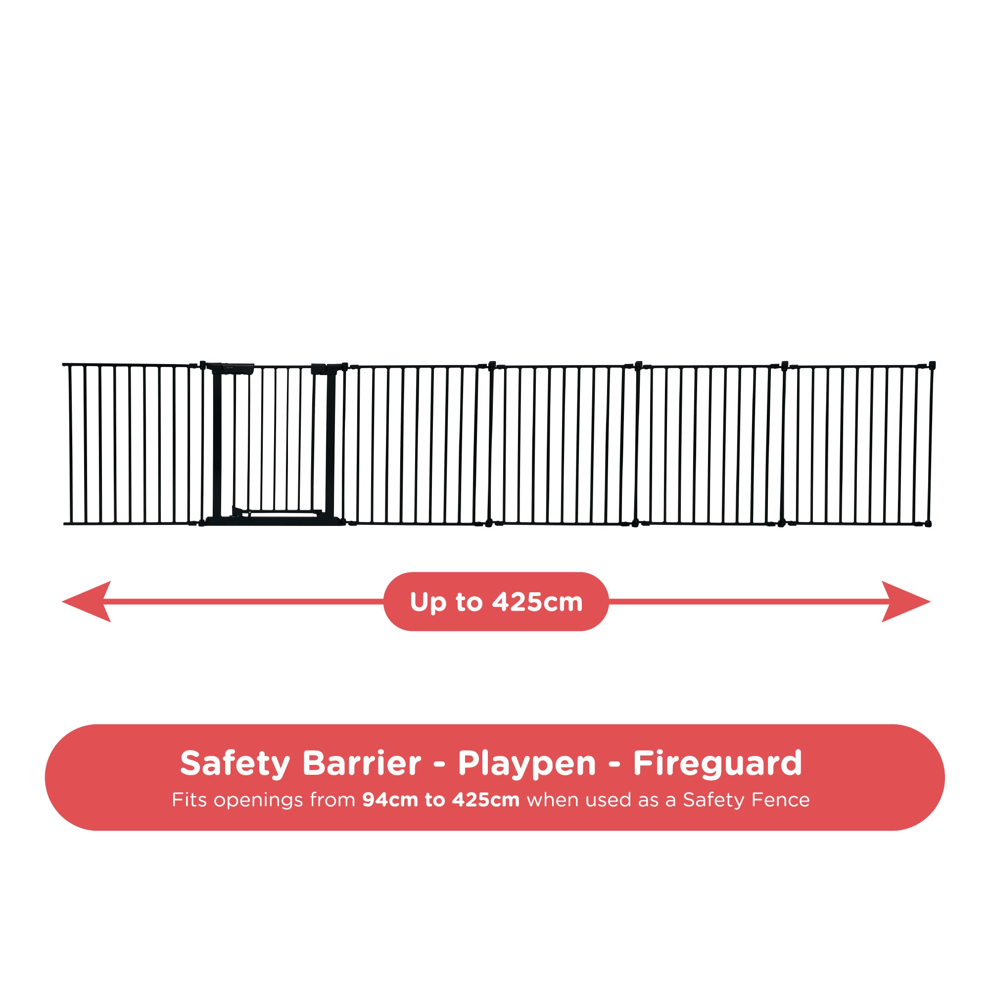 Callowesse XL Extendable Hexagonal Playpen, Fireguard and Room Divider - Black